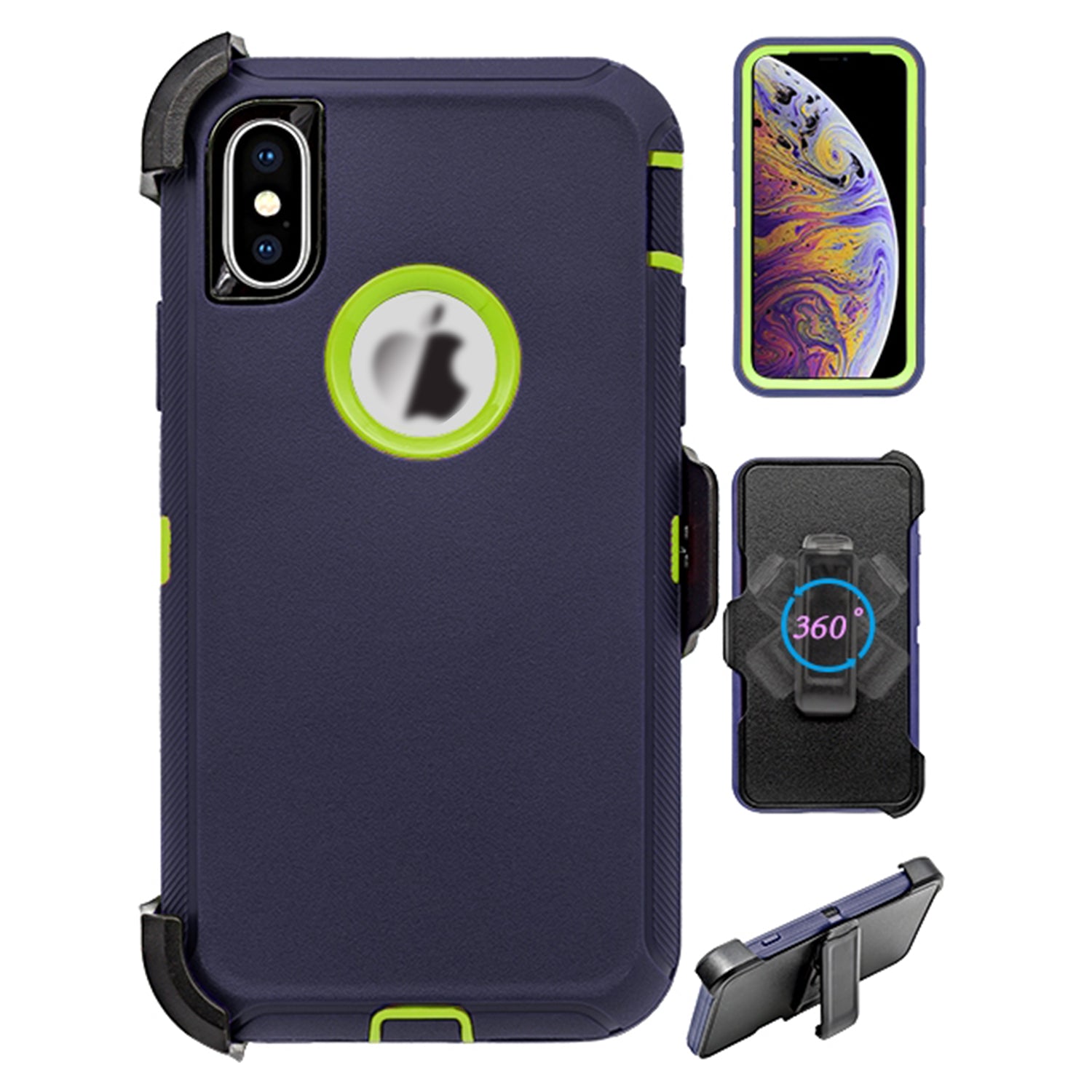 iPhone Xs Max(6.5") Full Protection Heavy Duty Case  with Kickstand Belt Clip