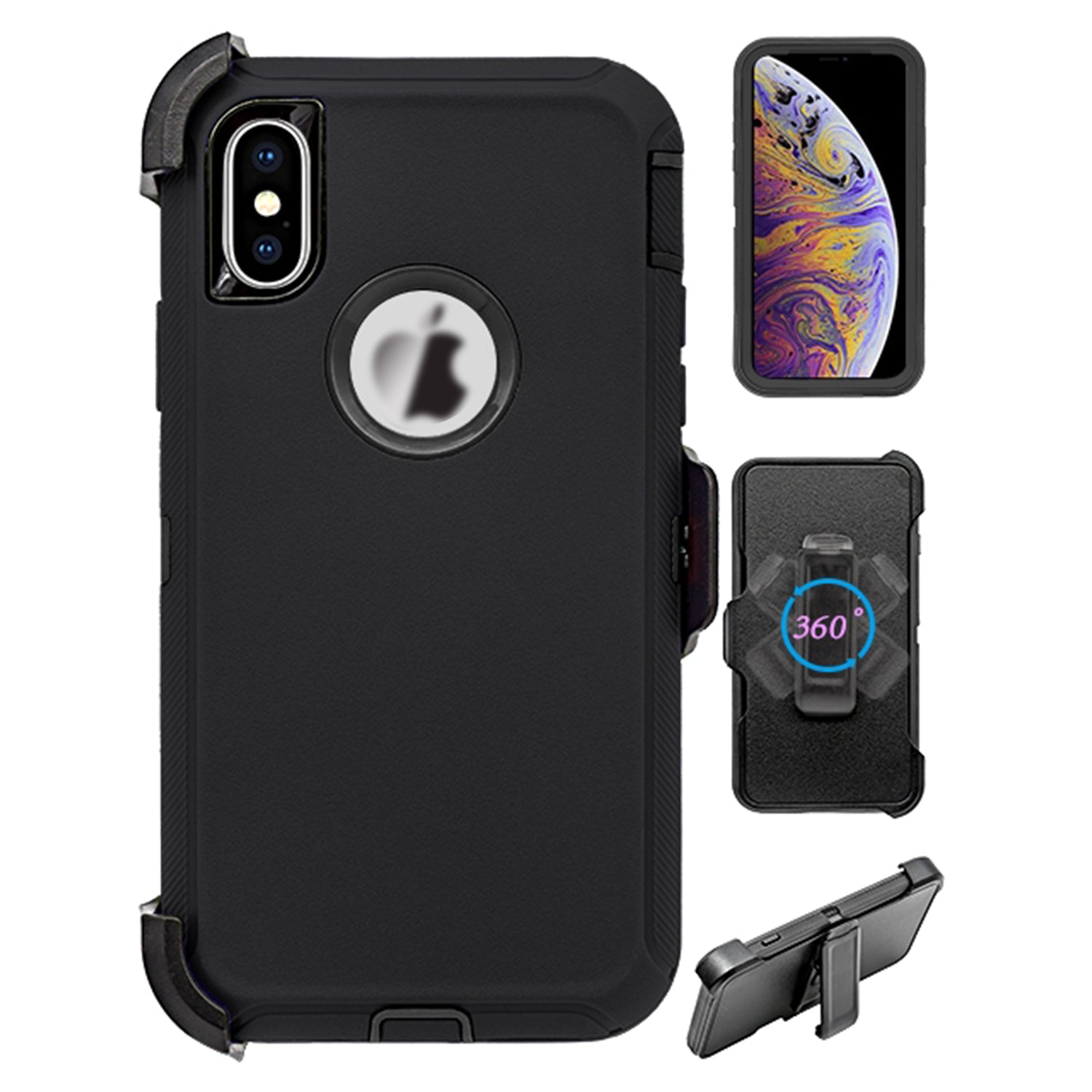 iPhone Xs Max(6.5") Full Protection Heavy Duty Case  with Kickstand Belt Clip