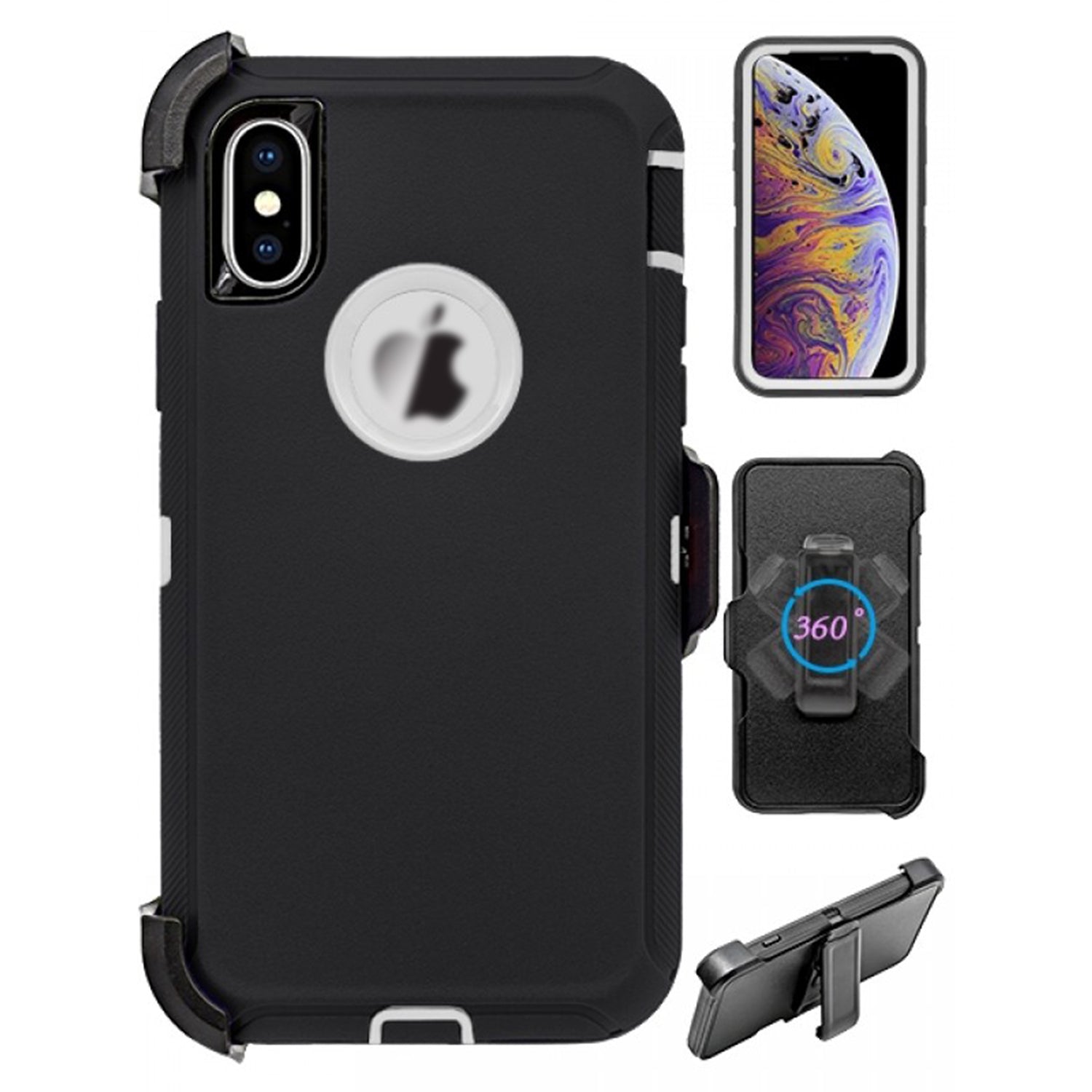 iPhone Xs Max(6.5") Full Protection Heavy Duty Case  with Kickstand Belt Clip