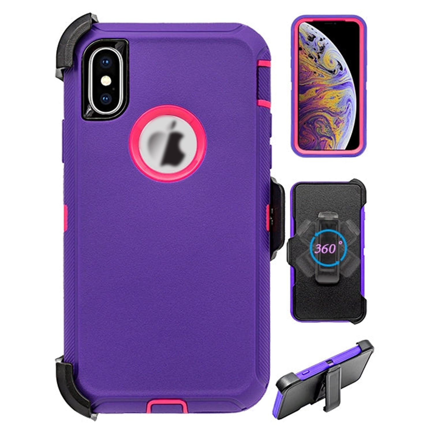 iPhone Xs Max(6.5") Full Protection Heavy Duty Case  with Kickstand Belt Clip