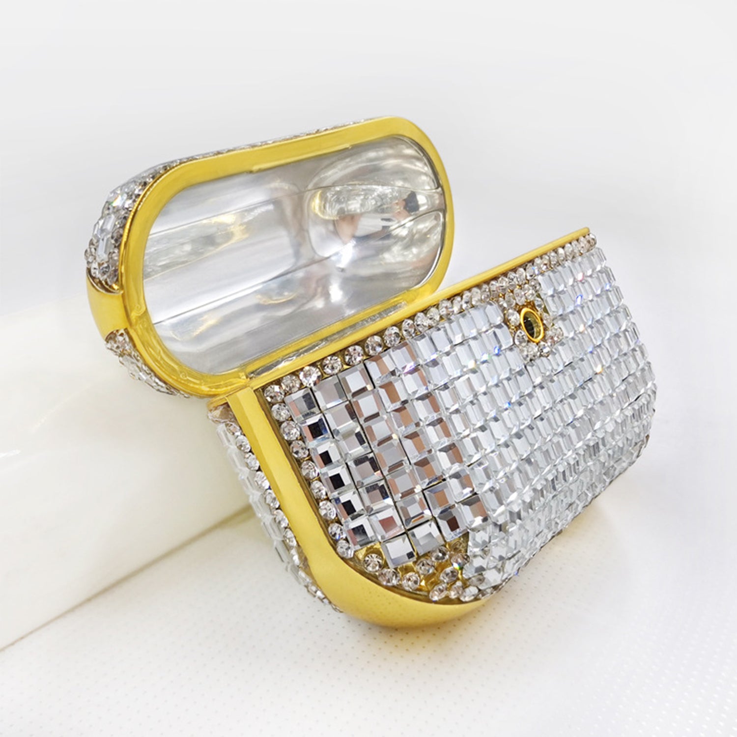 Luxury small square diamond inlaid earphone case for Air Pods Pro