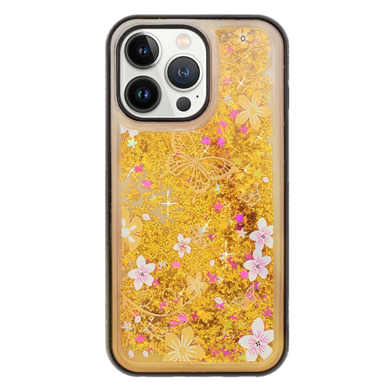 iPhone 13 Pro Max Diamond inlaid on both sides, colorful butterfly quicksand  case