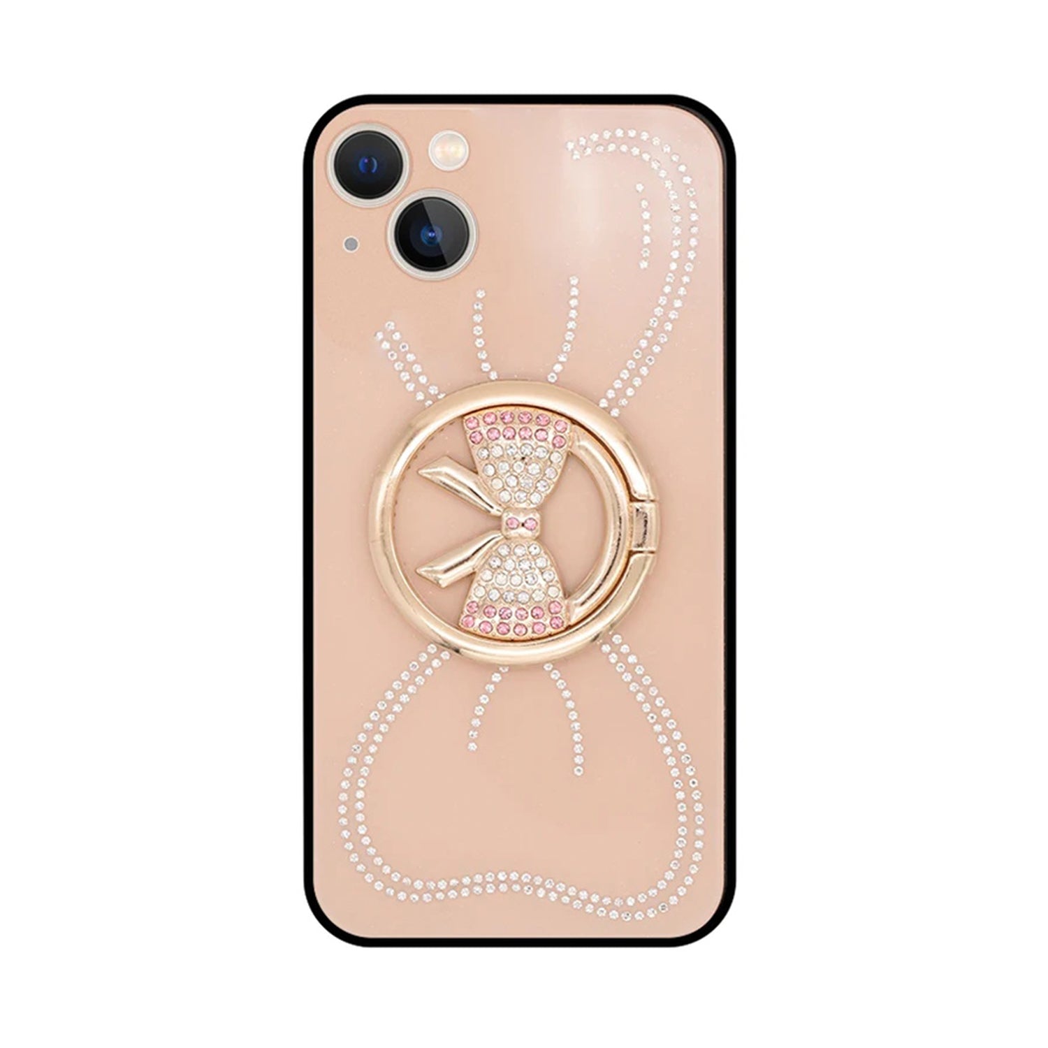 iPhone 13 Large bow round support precise hole diamond case