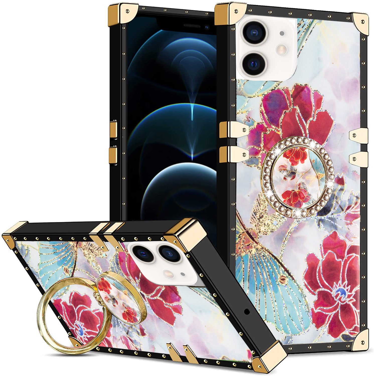 iPhone 11 (6.1") TPU Luxury Shiny Flower Fashion Case with Kickstand