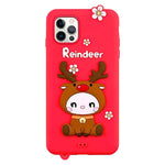 3D Silicone Cute Reindeer With Pendant Cartoon Case for iPhone 12 Pro Max (6.7")