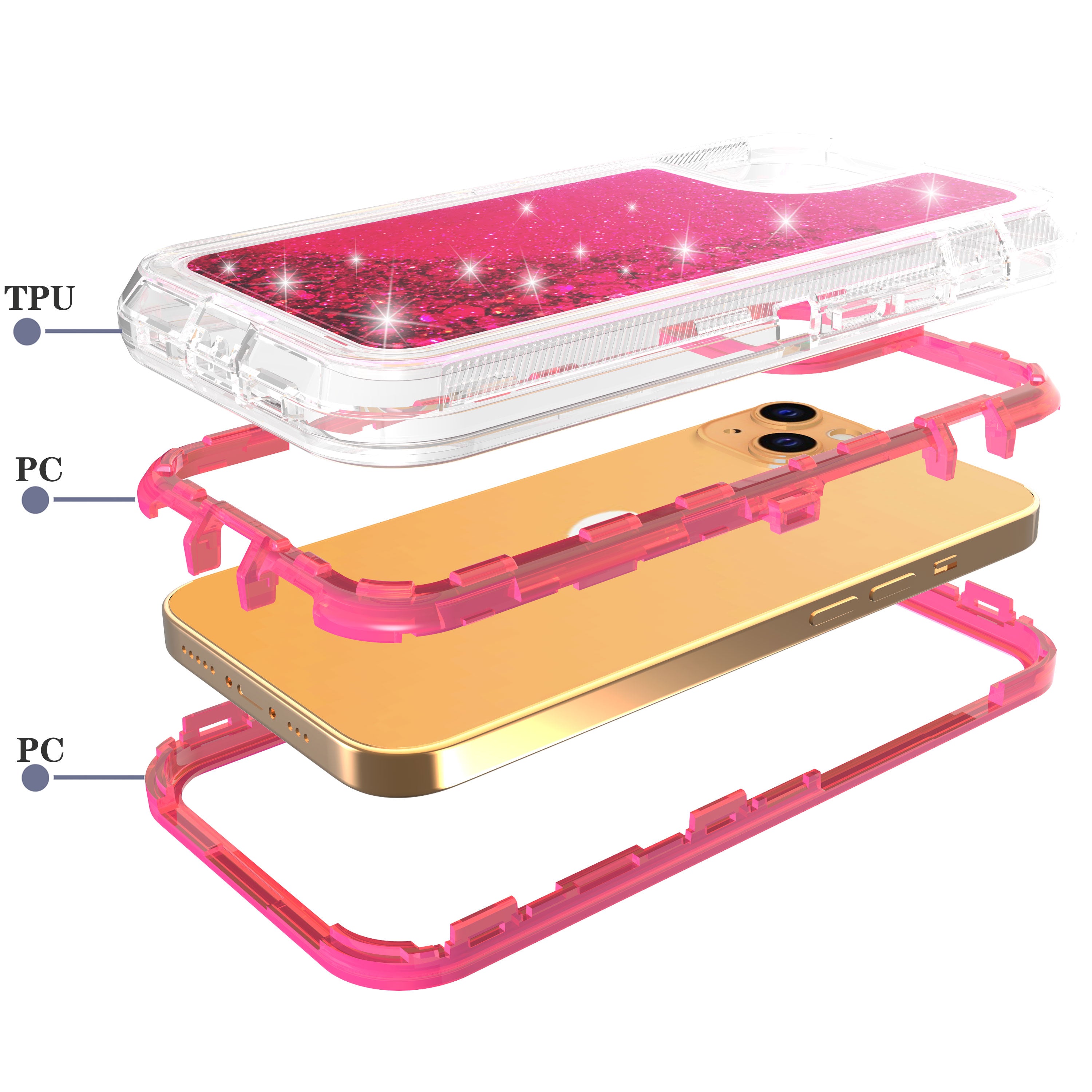 Transparent Floating Glitter Heavy Duty Case  for iPhone 13 mini