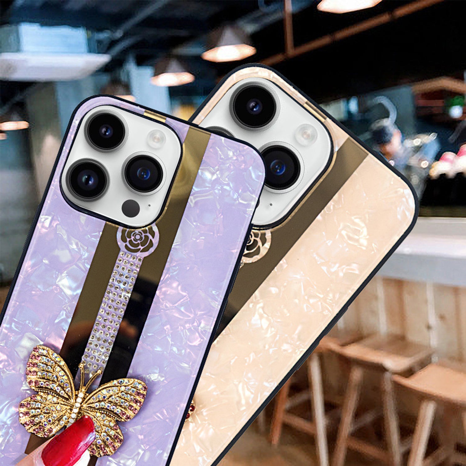 iPhone 13 Pro Max Butterfly Bling Bling TPU Luxury Phone Case (6.7 ")