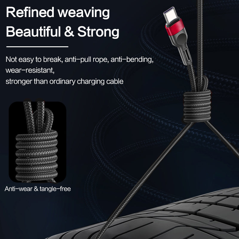 Lightning to Type-C Nylon Braided Charging Cable for iPhone 12/12 Pro/ 11 Series (3FT)