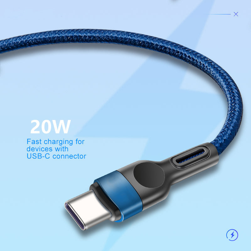Lightning to Type-C Nylon Braided Charging Cable for iPhone 12/12 Pro/ 11 Series (3FT)