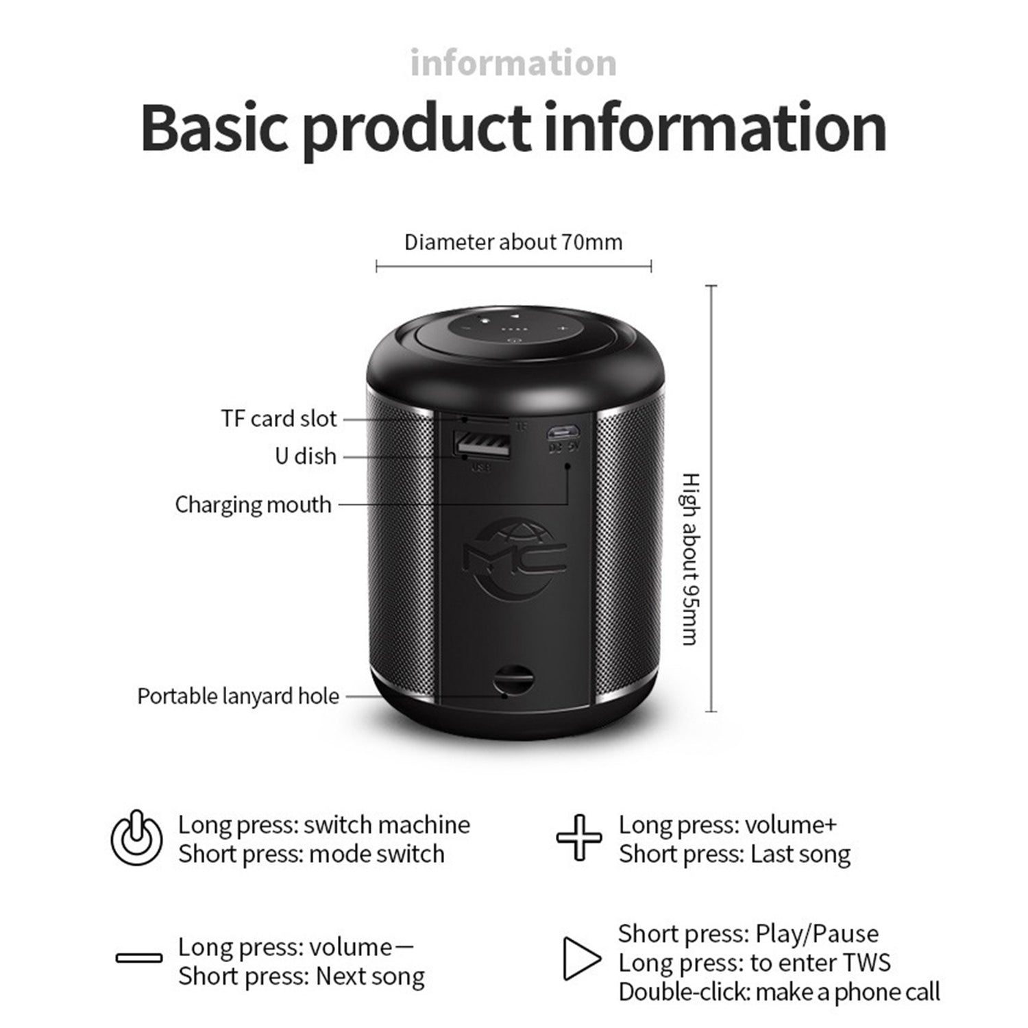 Wireless Bluetooth  insert  card U disk speaker
