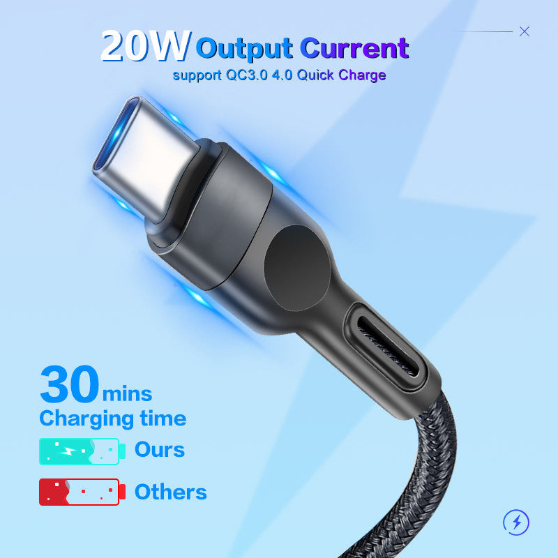 Lightning to Type-C Nylon Braided Charging Cable for iPhone 12/12 Pro/ 11 Series (3FT)