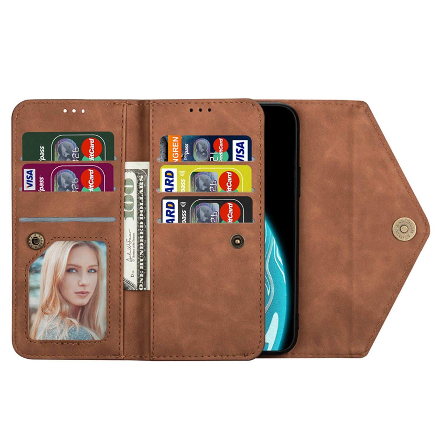 iPhone 12 Mini (5.4") 2 IN 1 Leather Wallet Case with 7 Credit Card Slots