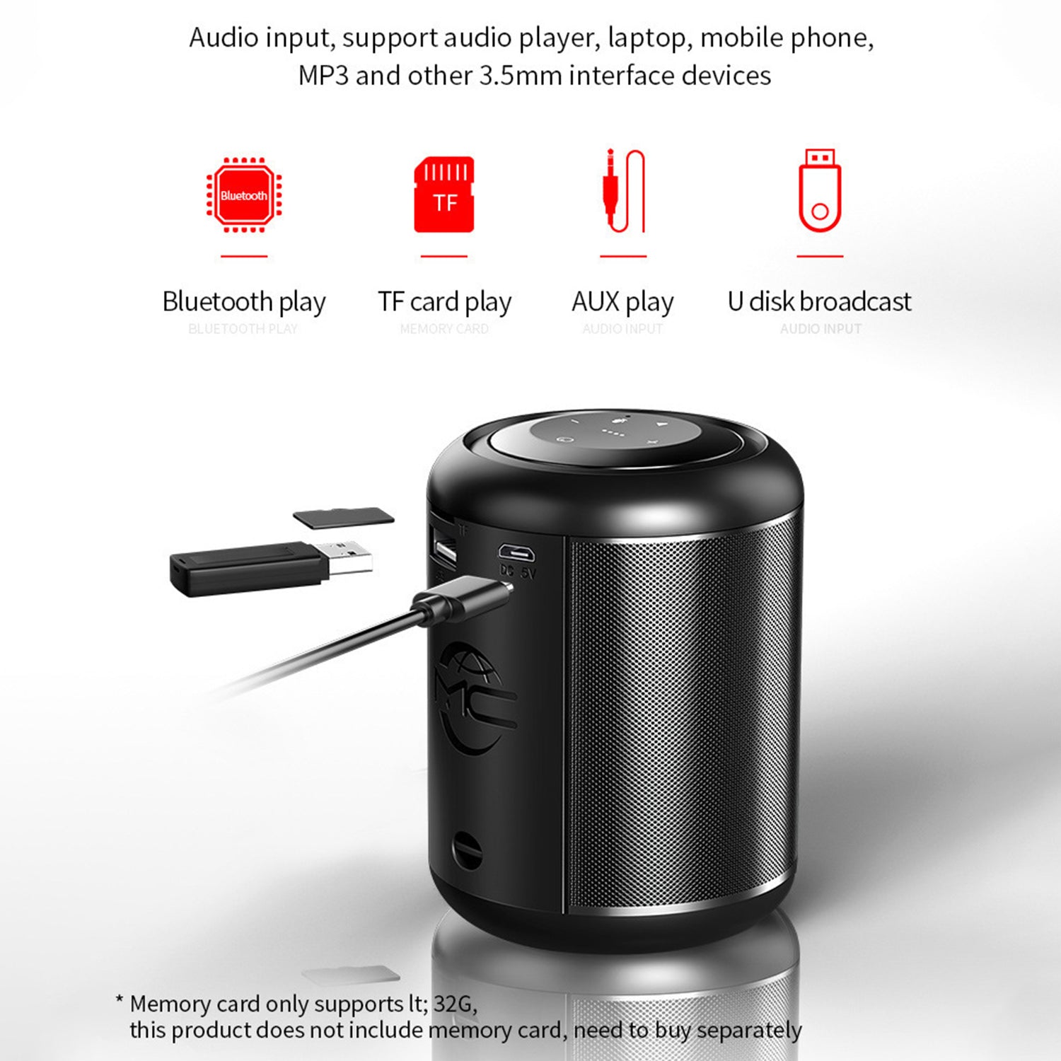 Wireless Bluetooth  insert  card U disk speaker