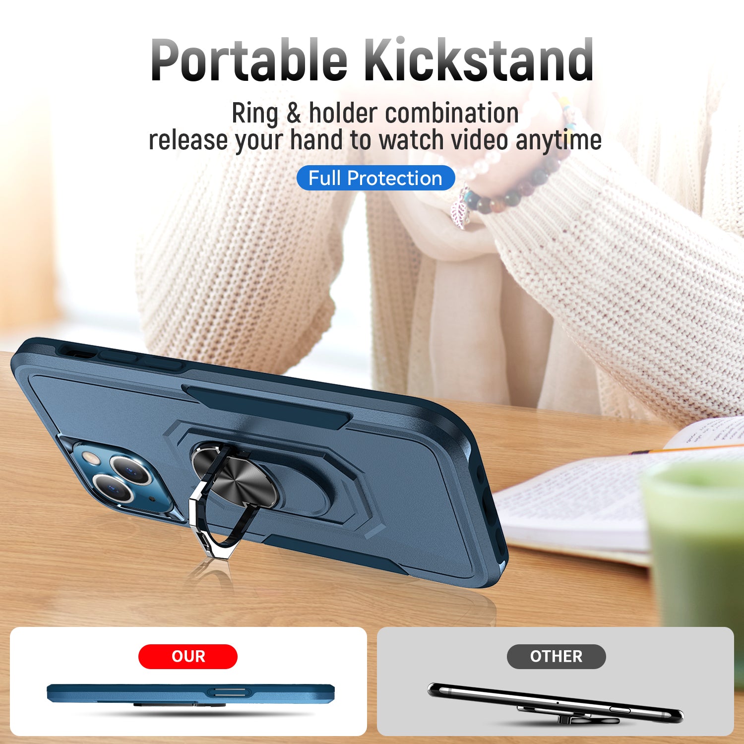 iPhone 13 Kickstand fully protected  heavy-duty shockproof case