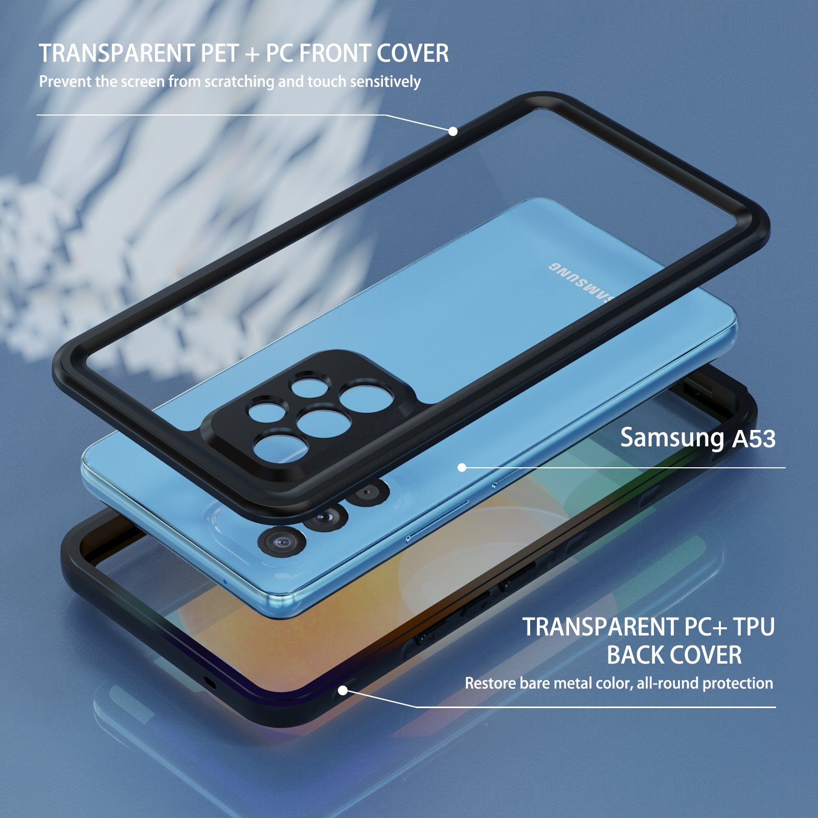Waterproof case for Samsung Galaxy A53-Black