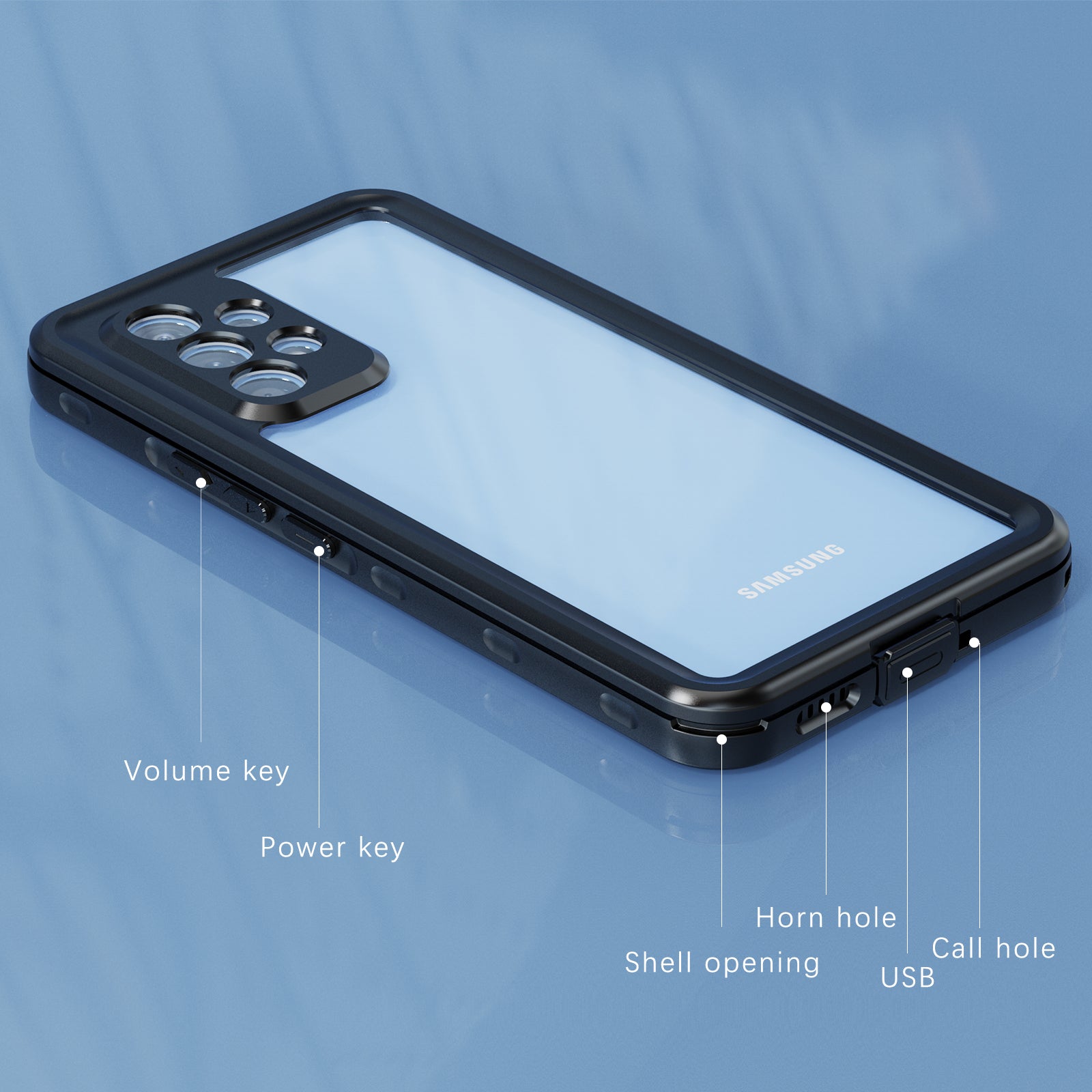 Waterproof case for Samsung Galaxy A53-Black