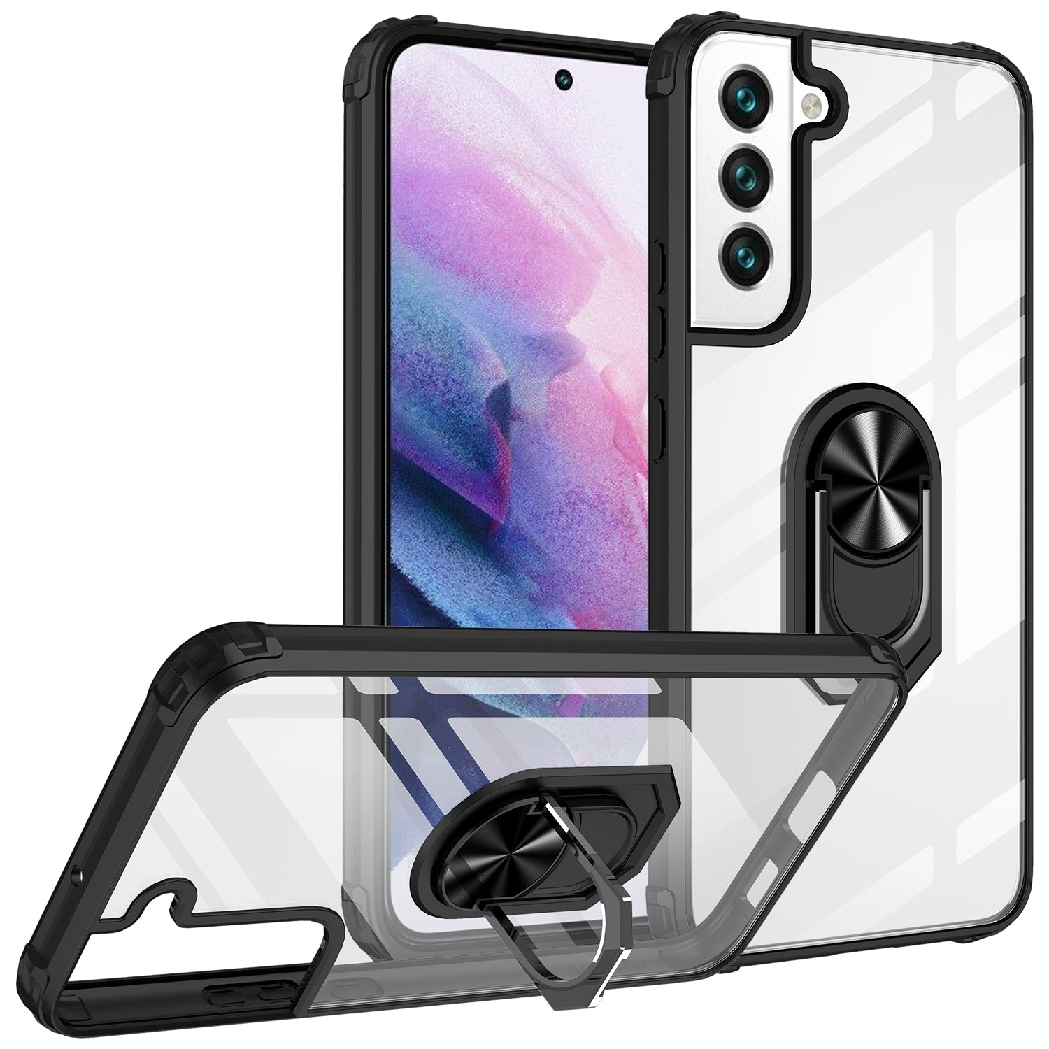 Samsung Galaxy S23 Transparent acrylic material with Magnetic GPS Car Mount Phone Holder Case support on the back