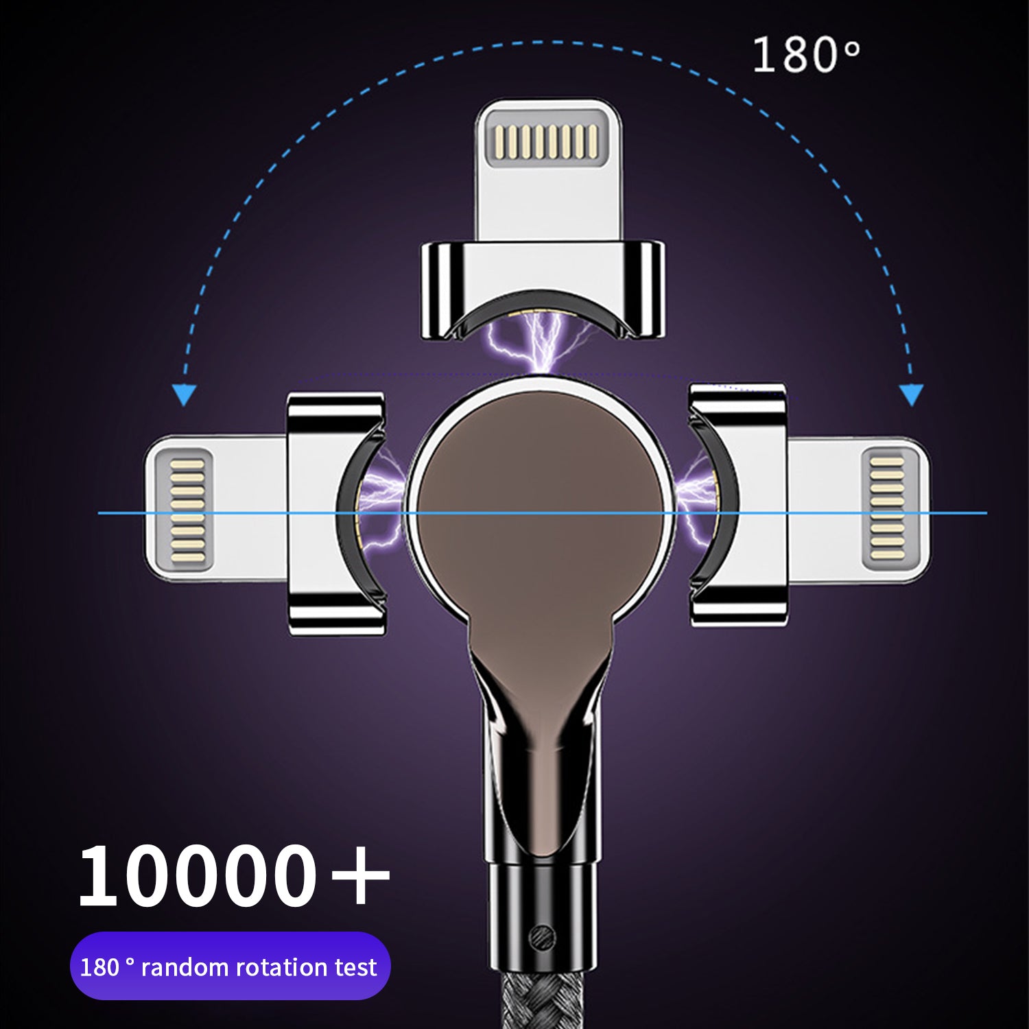 3FT 180 ° Rotate Lightning Data Cable and Qiuck Charge Cable whith LED for iPhone