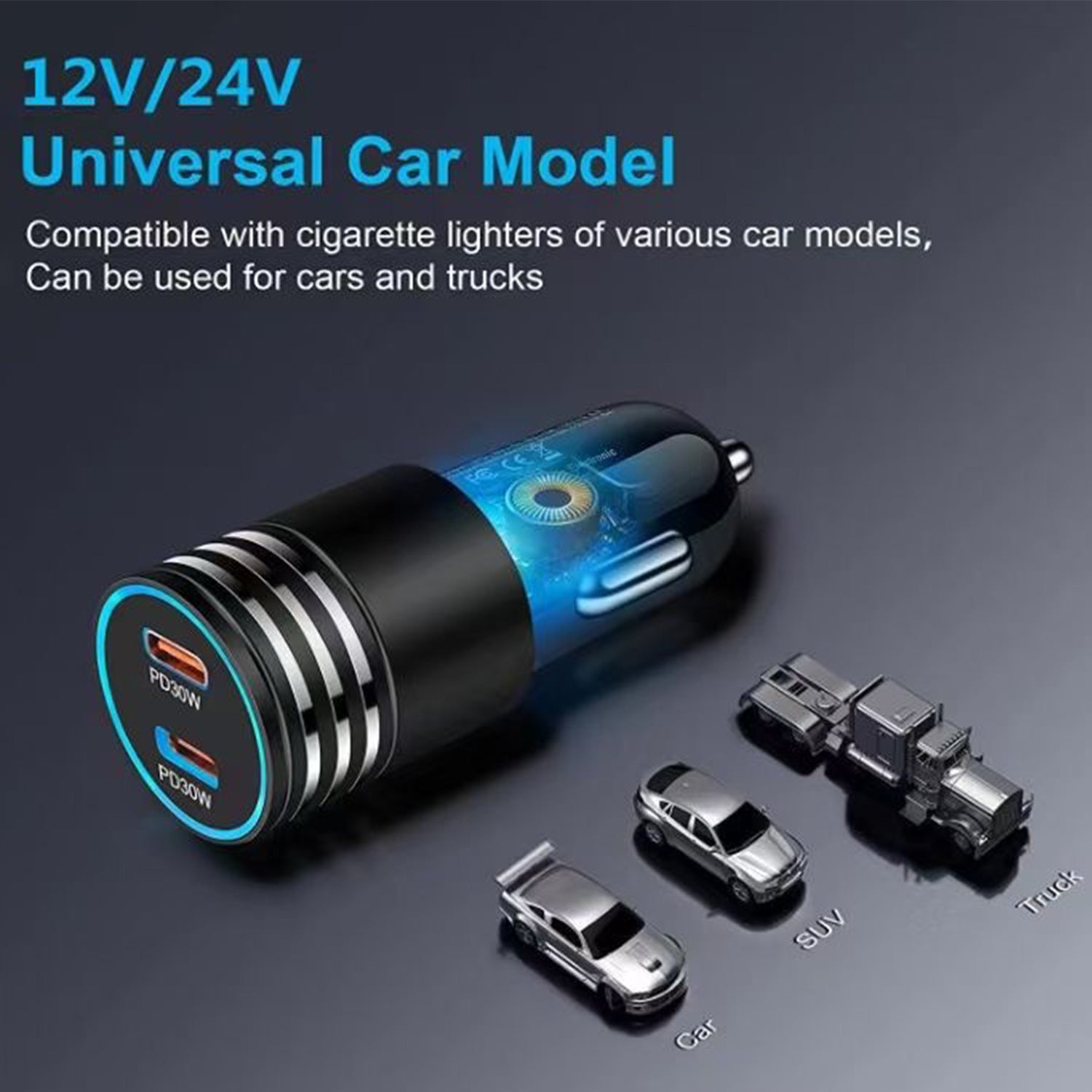 60W(2 Type-c ports) lights  automotive adapters