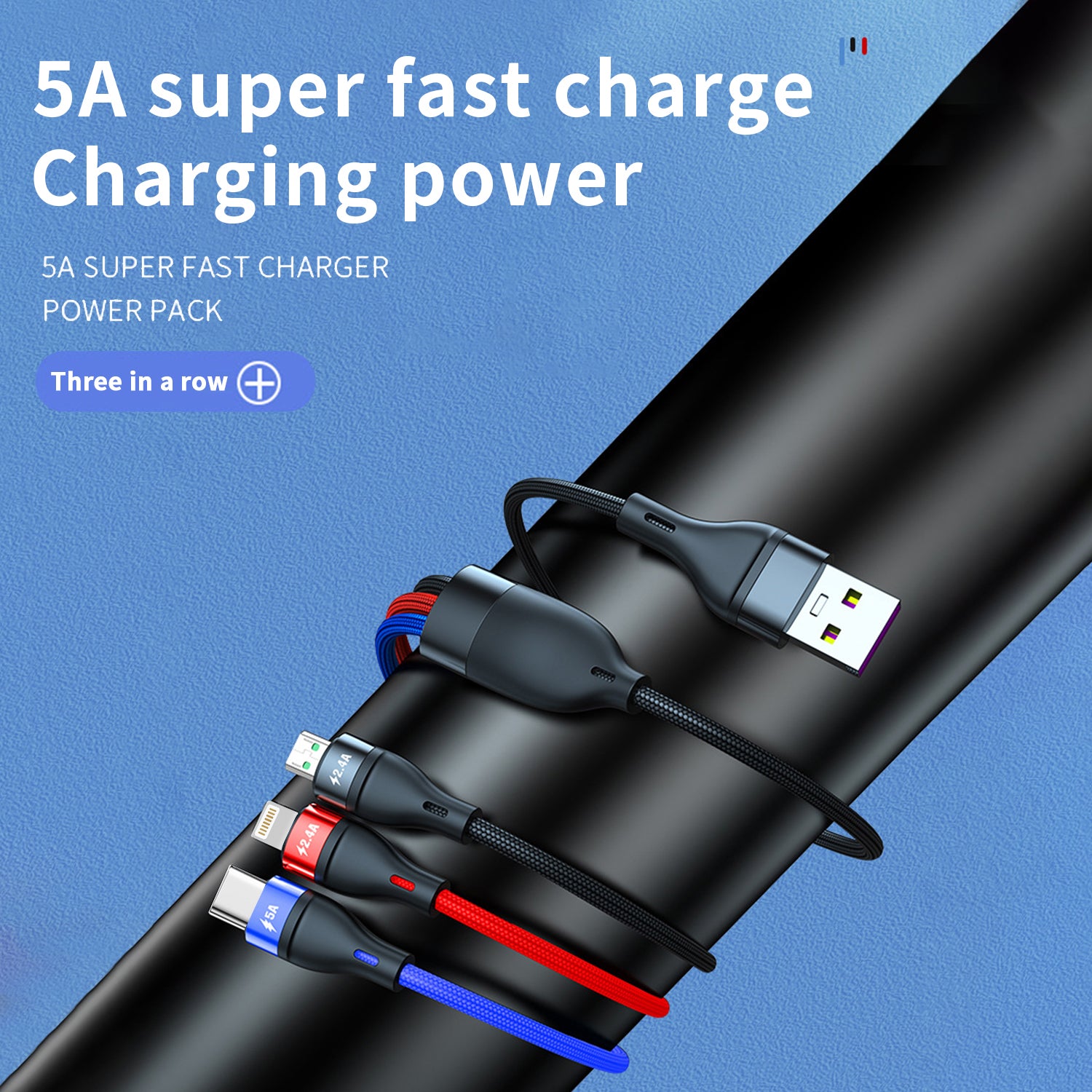 3 in 1 USB Super Fast Charging Cable for iPhone/Android/Type-C