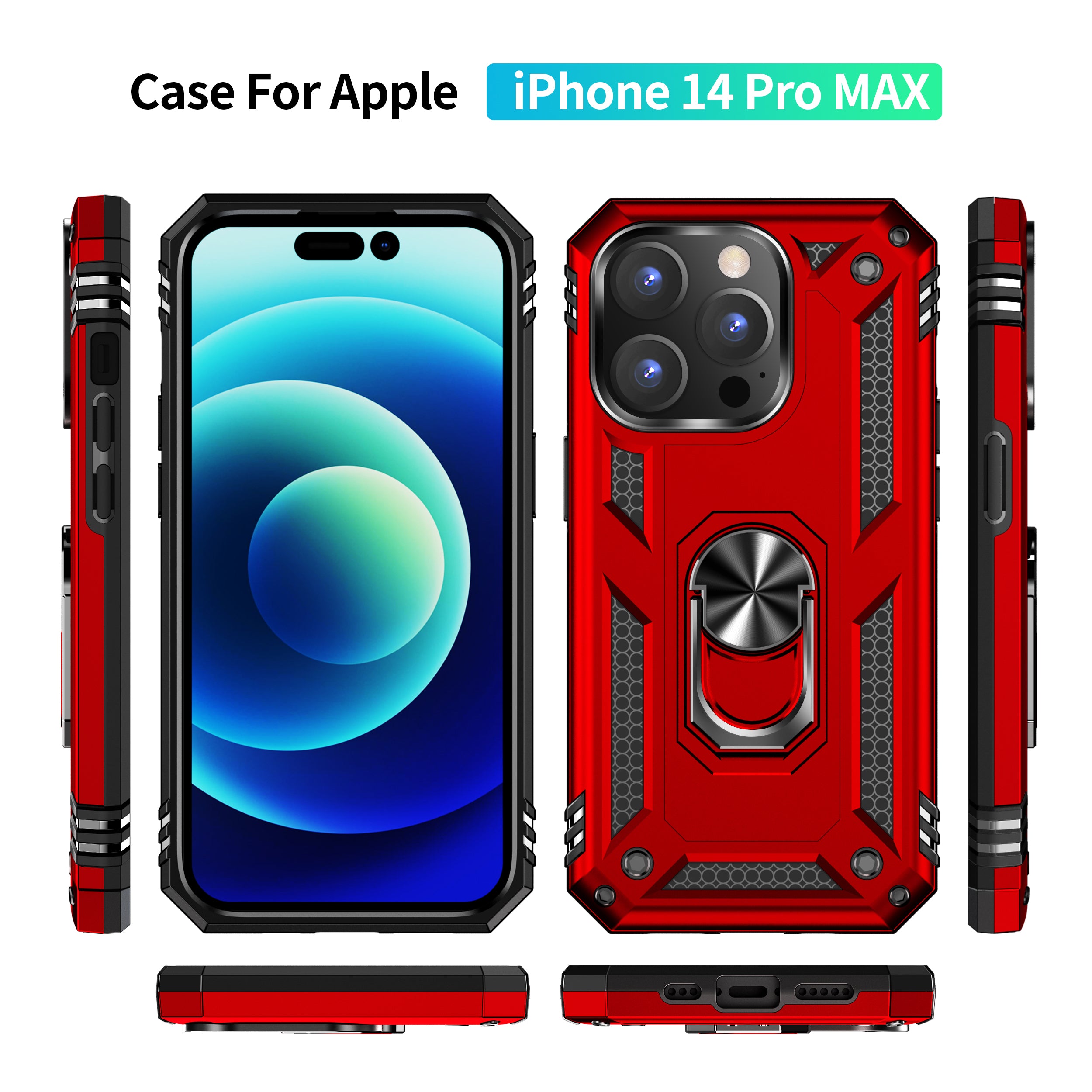 iPhone 14 Pro Max Dual Colors Ring Magnetic GPS car mount Phone Holder Case
