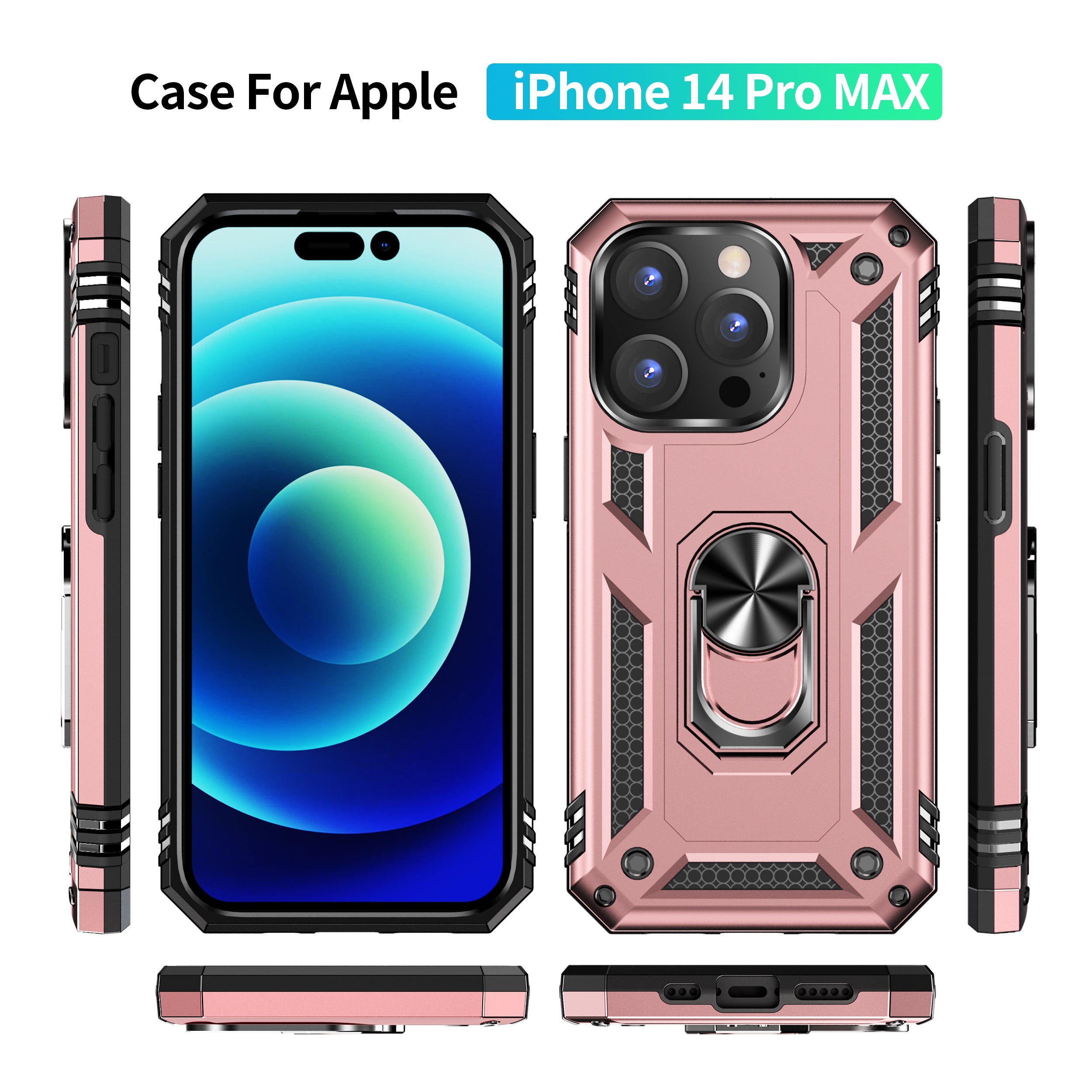 iPhone 14 Pro Max Dual Colors Ring Magnetic GPS car mount Phone Holder Case