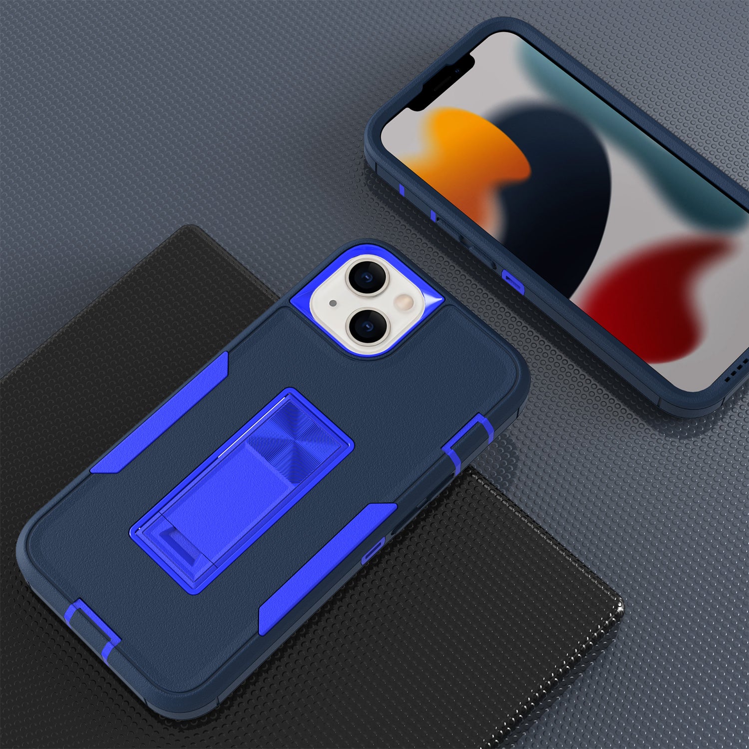 iPhone 13 mini Kickstand fully protected heavy-duty shockproof case