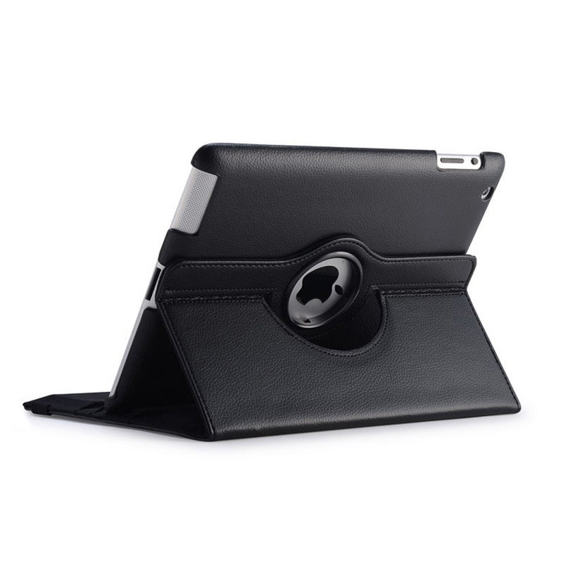 360 Degrees Rotating Leather Standing Case for iPad 4 - Hot Pink