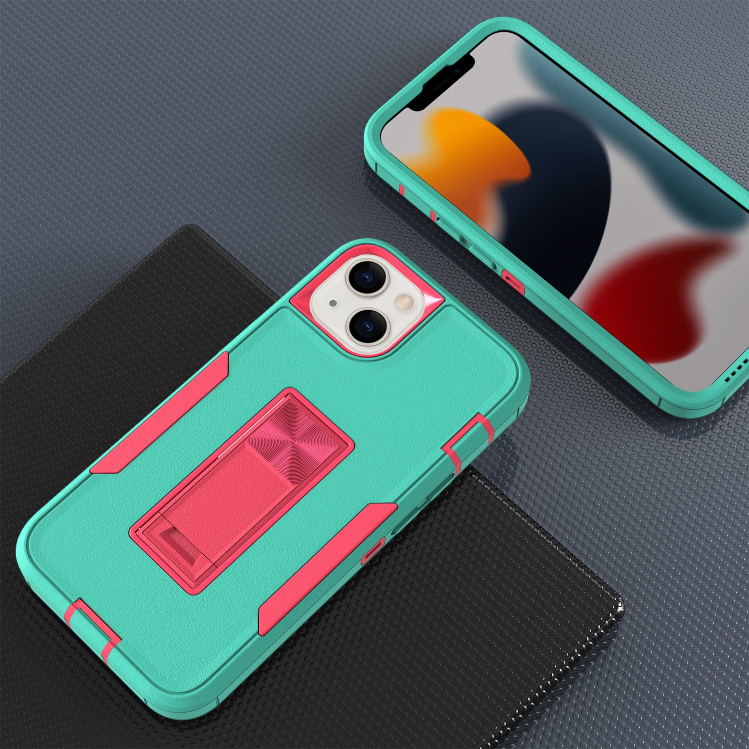 iPhone 13 mini Kickstand fully protected heavy-duty shockproof case