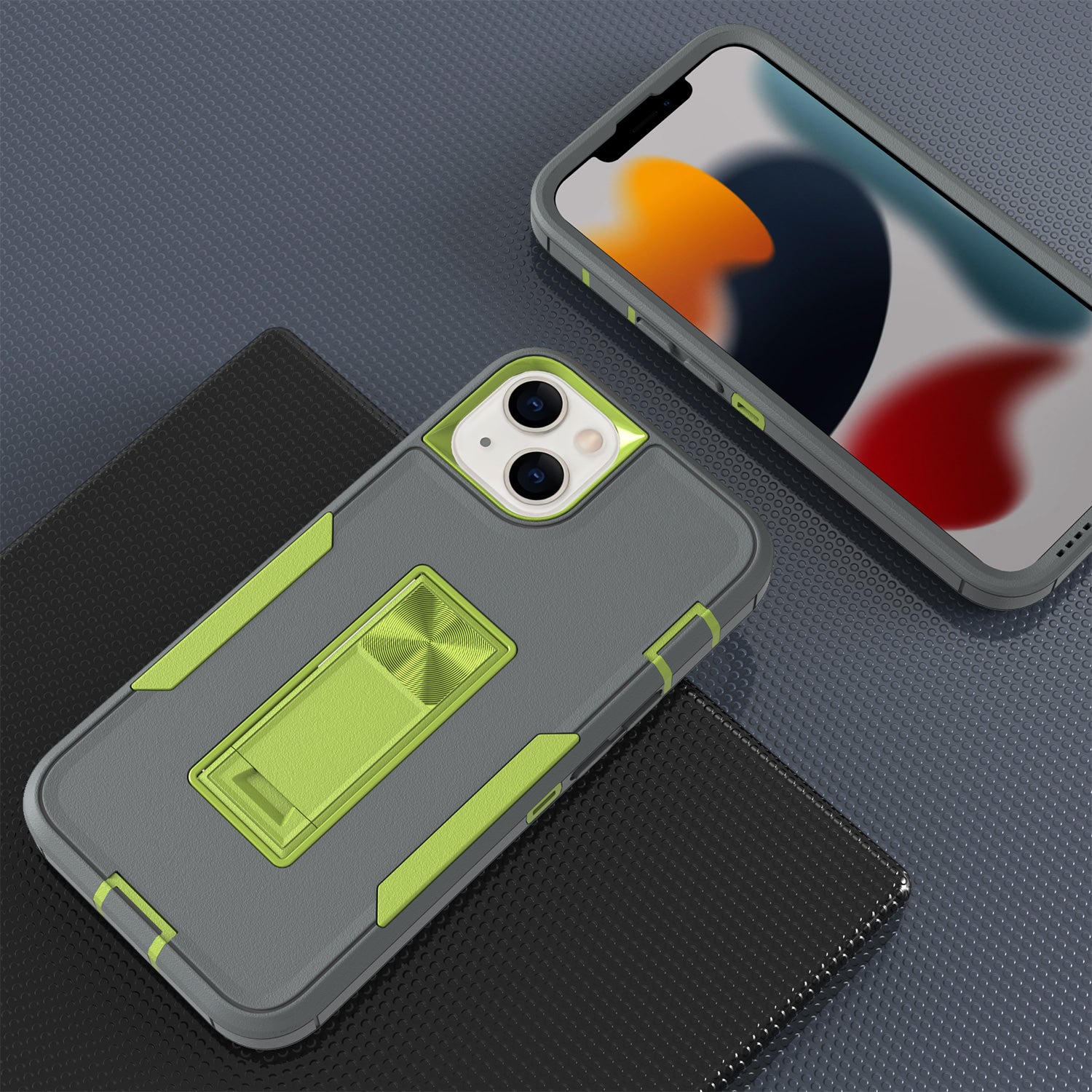 iPhone 13 mini Kickstand fully protected heavy-duty shockproof case