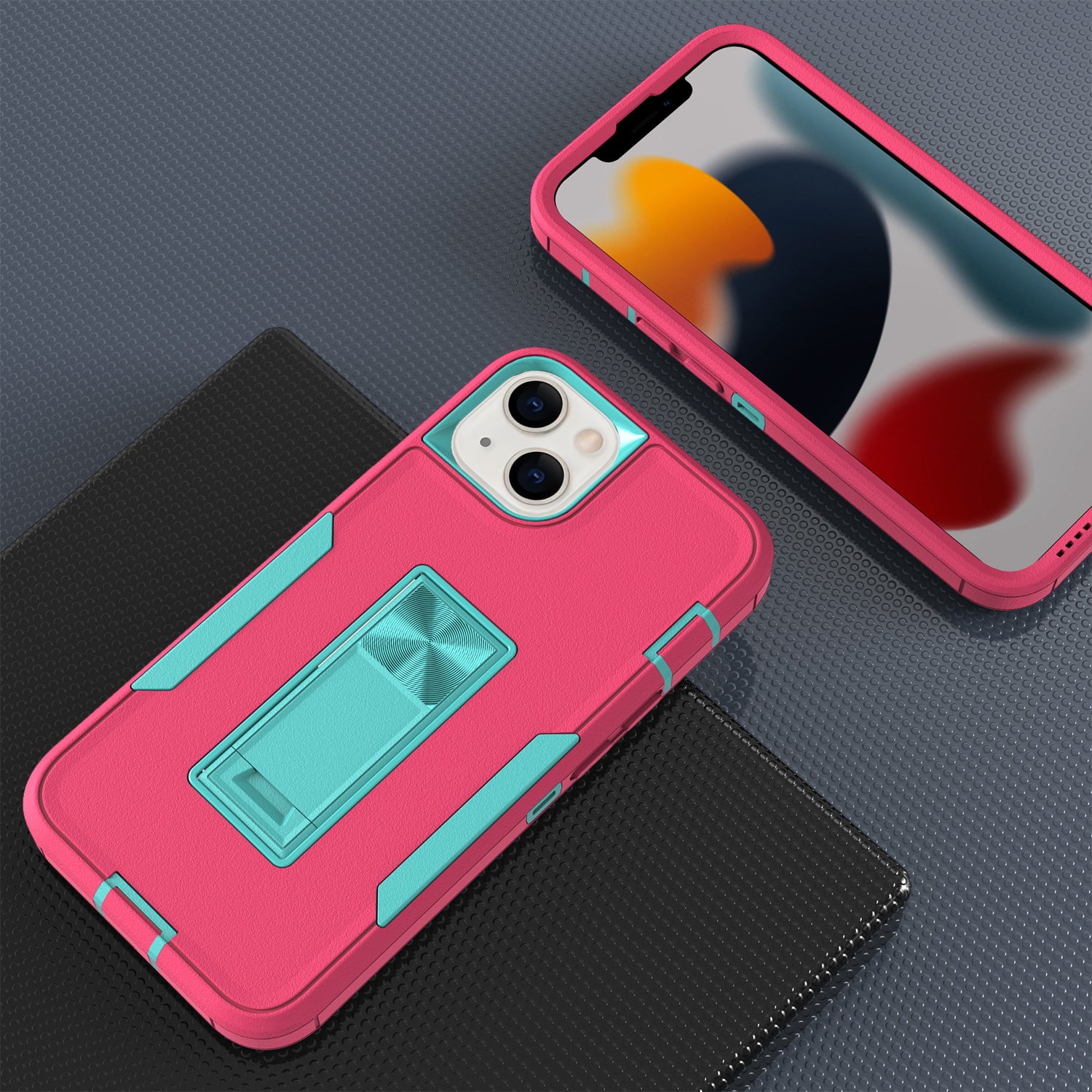 iPhone 13 mini Kickstand fully protected heavy-duty shockproof case