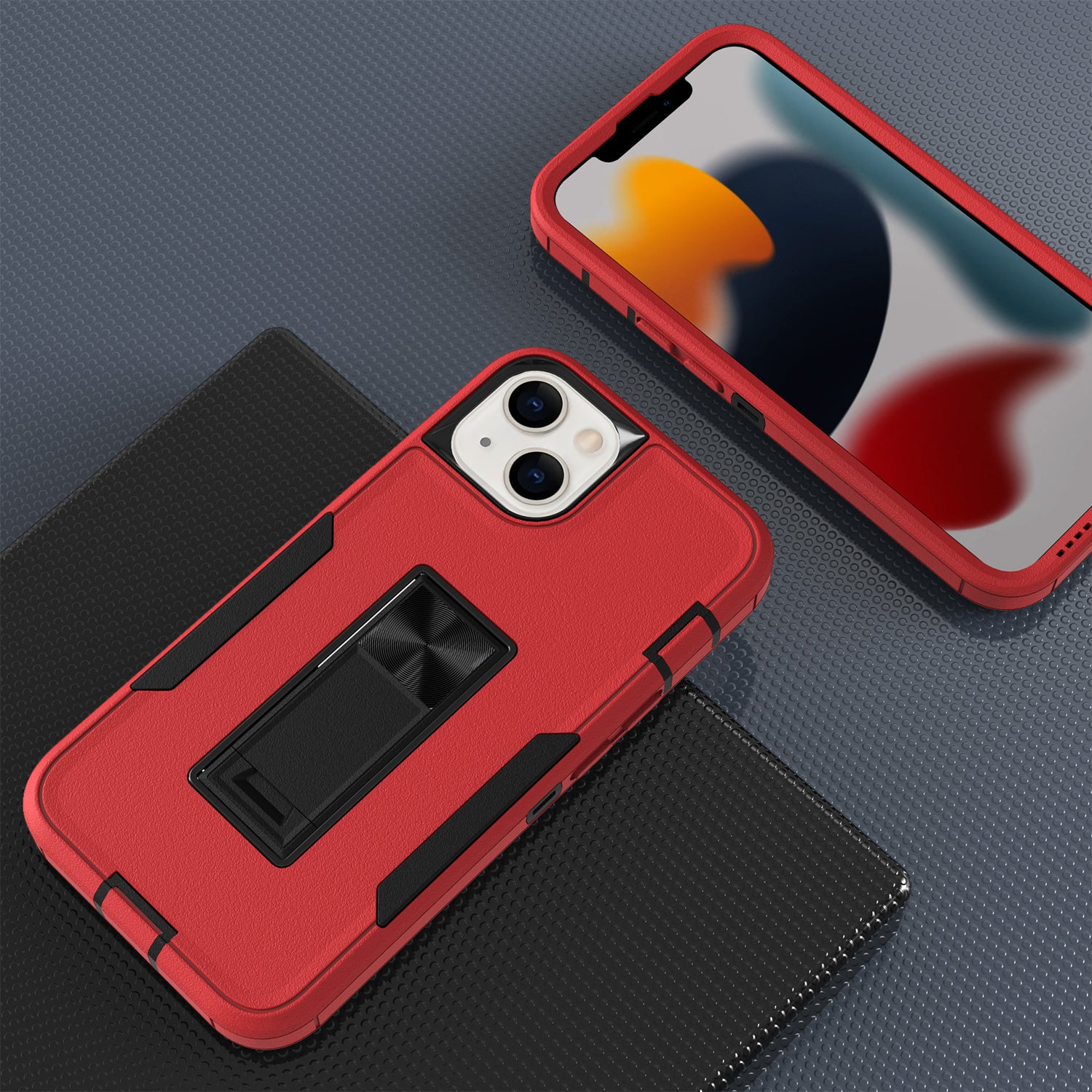 iPhone 13 mini Kickstand fully protected heavy-duty shockproof case
