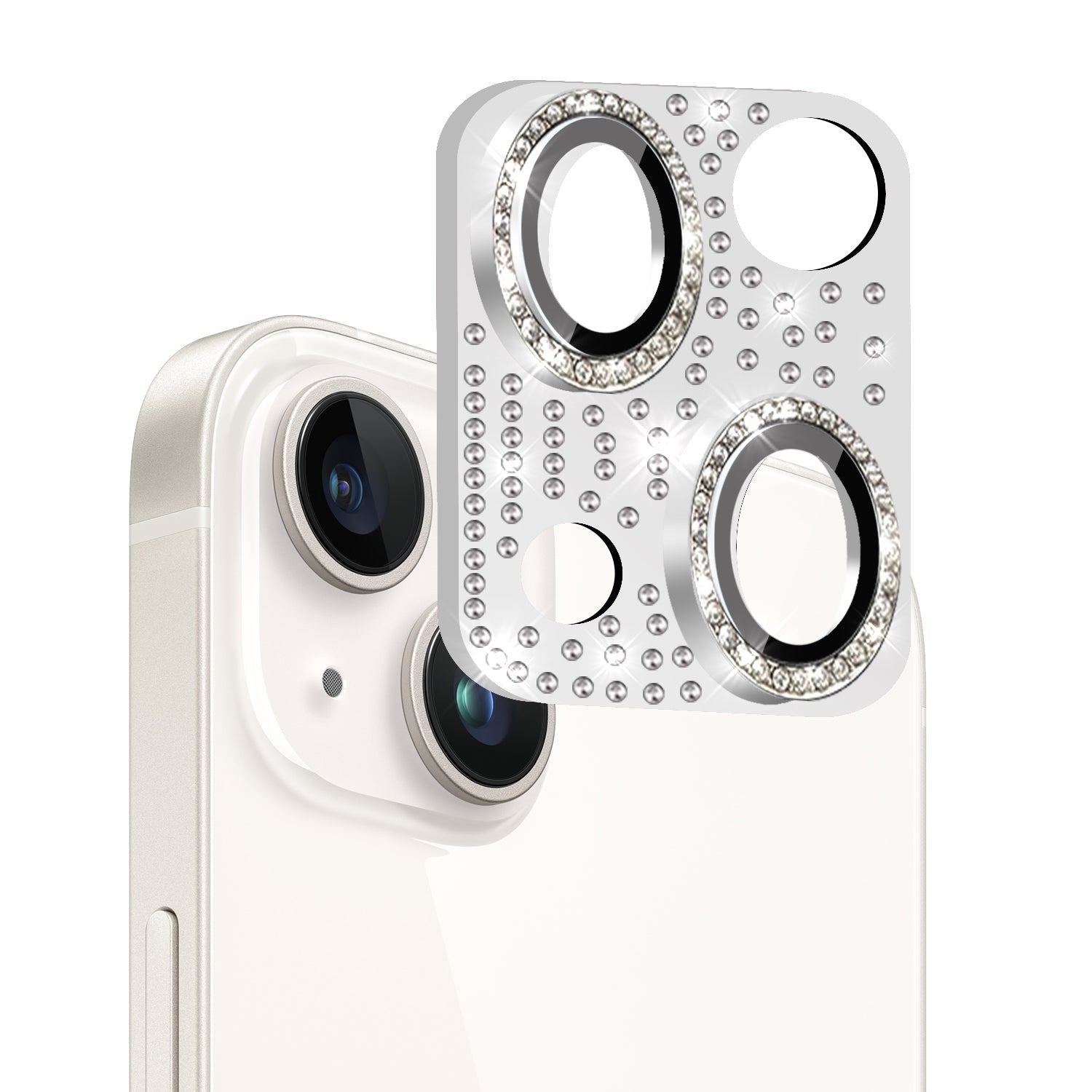 iPhone 14 Plus Colorful crystal diamond Camera Lens case toughened glass  aluminum all-in-one lens screen cover