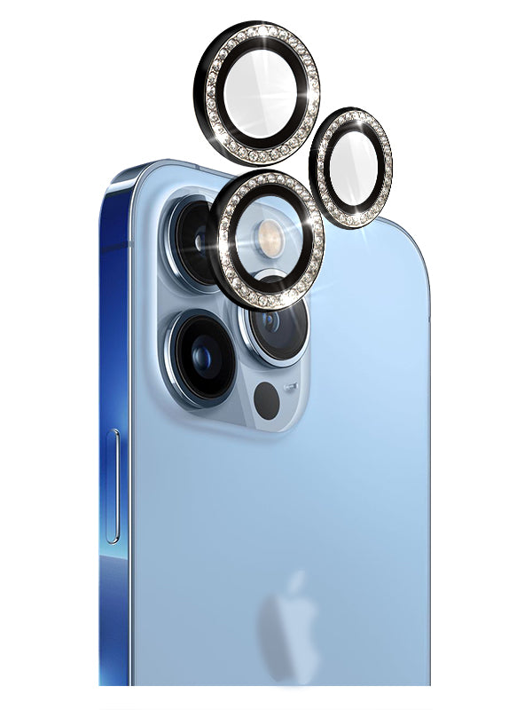 Crystal Diamond Camera Lens Protective Case For iPhone 13 Pro Max Tempered Glass Aluminum Alloy Lens Screen Cover Eagle Eye Series-Gold