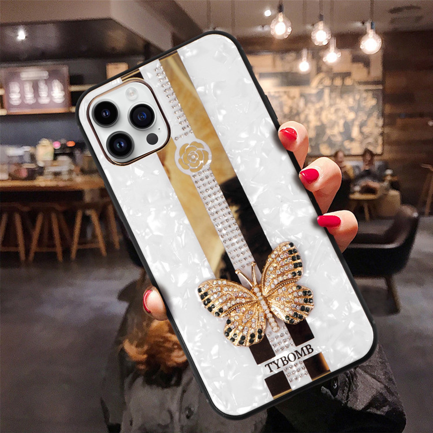 iPhone 13 Pro Max Butterfly Bling Bling TPU Luxury Phone Case (6.7 ")