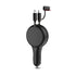 3 in 1  QC 3.0/PD  quick car charger with retractable charging cable