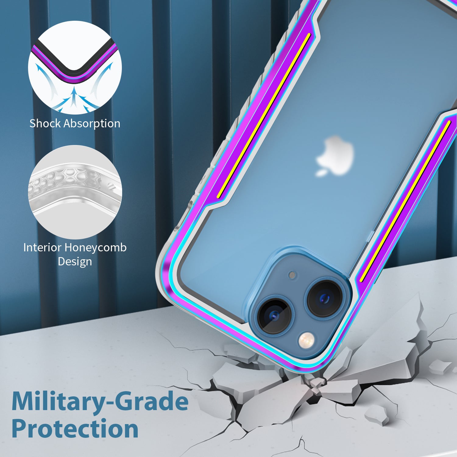 HLC Case for iPhone 13 Full Body Bumper Case with Clear Back Panel Protector