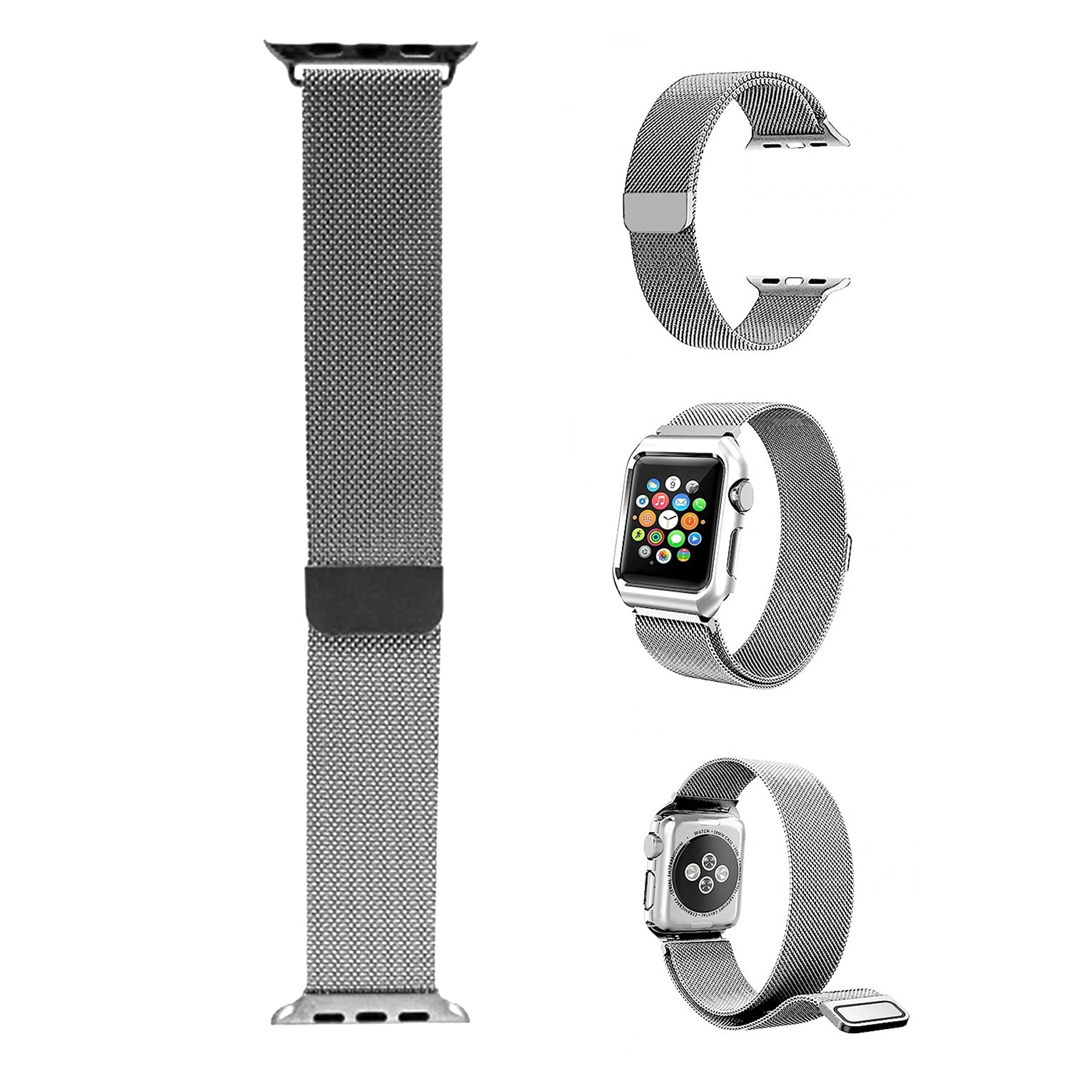 42 mm Stainless Steel Wristband for i-Watch Series 4/3/2/1  Milanese Loop with Strong Magnetic Closure Strap