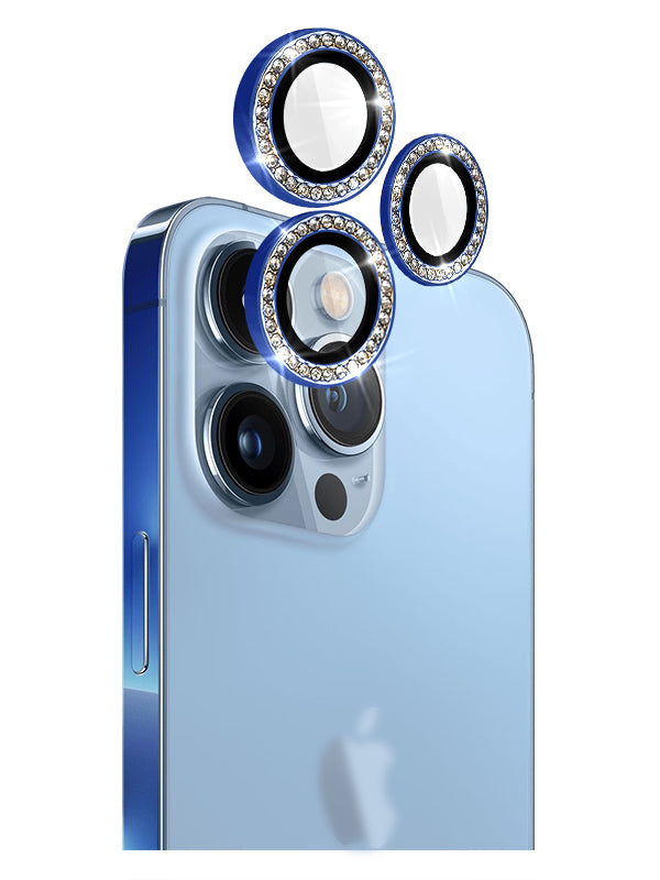 Crystal Diamond Camera Lens Protective Case For iPhone 13 Pro Max Tempered Glass Aluminum Alloy Lens Screen Cover Eagle Eye Series-Gold