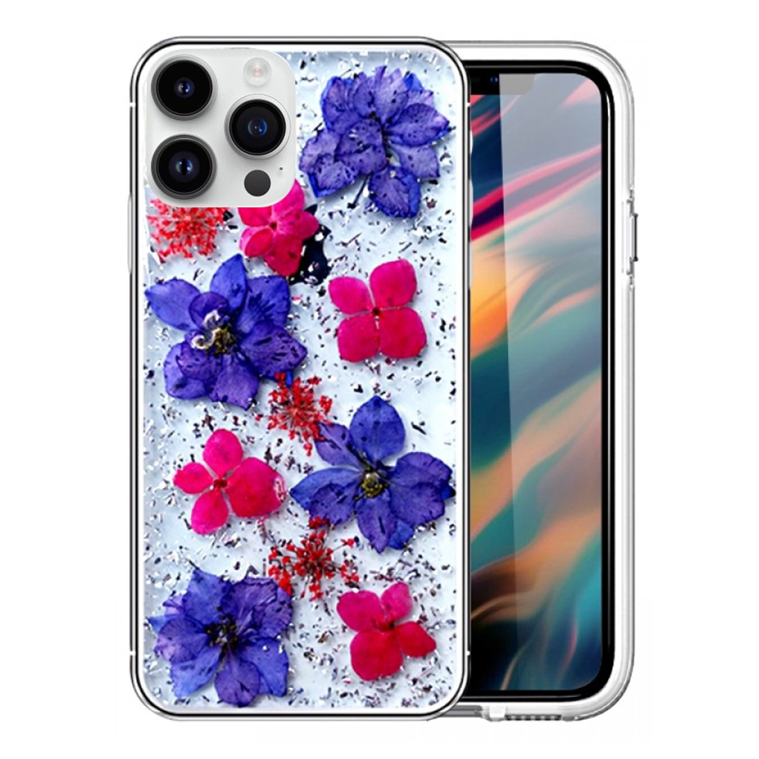 iPhone 13 Pro Max Soft Plastic Fashion Colorful Flowers Design Case