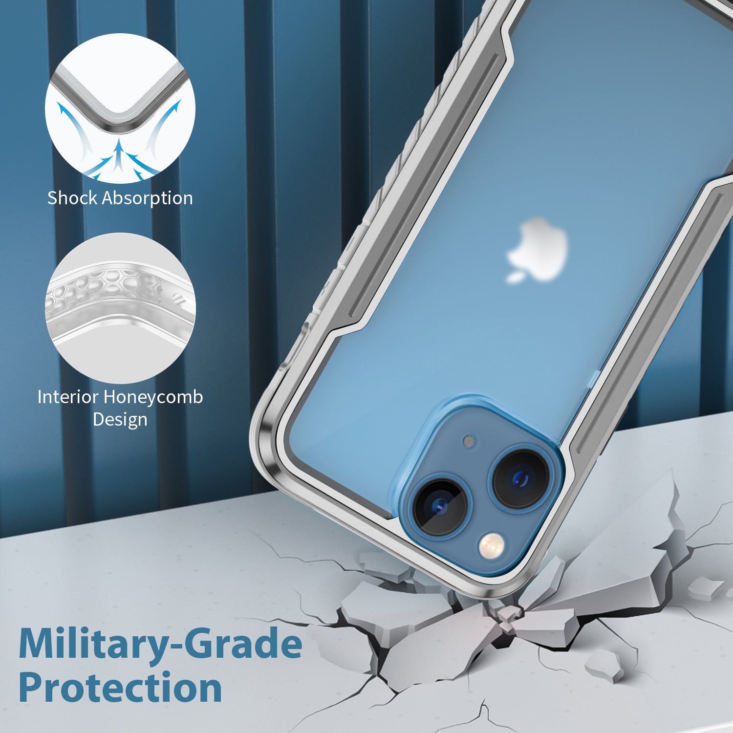 HLC Case for iPhone 13 Full Body Bumper Case with Clear Back Panel Protector