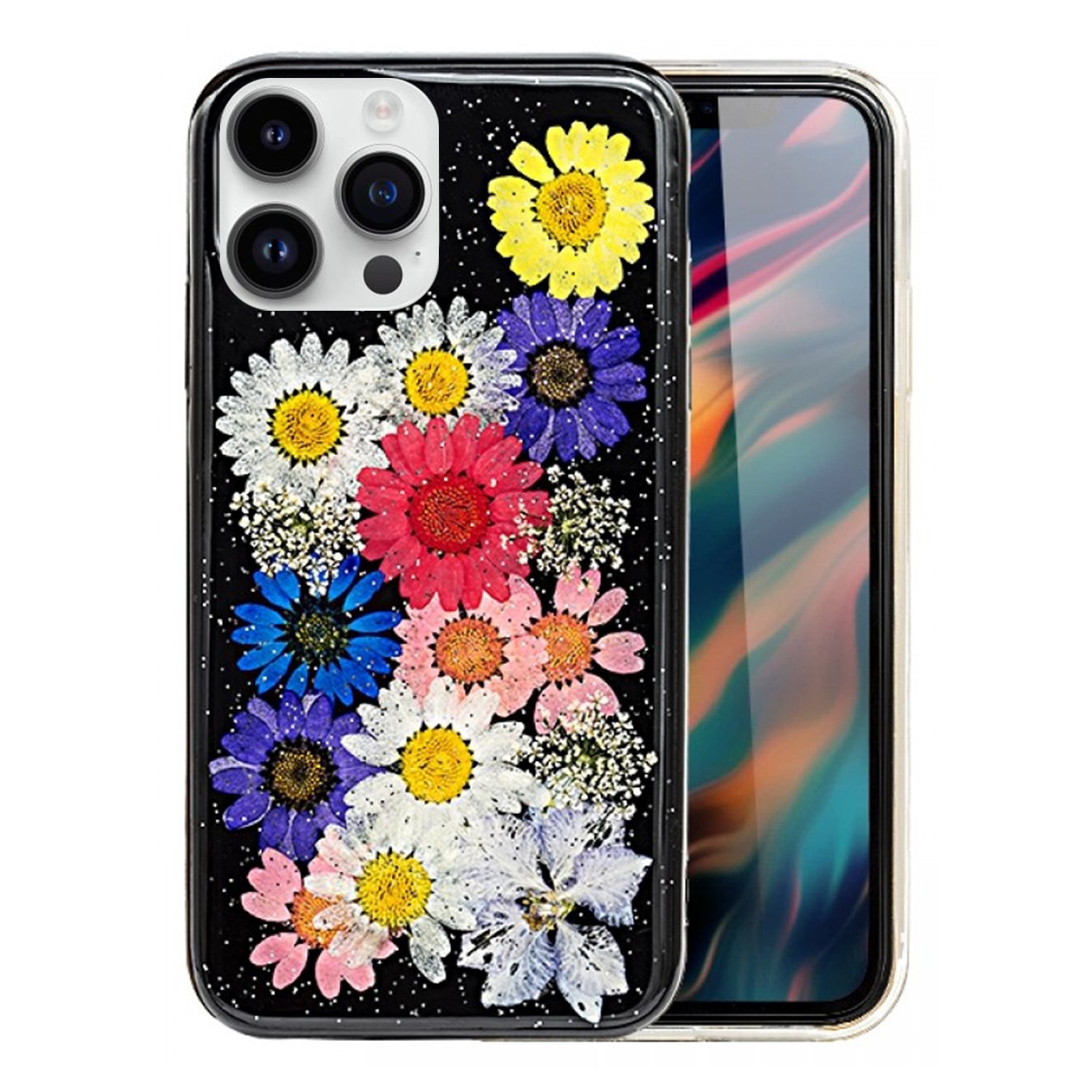 Soft Plastic Fashion Colorful Flowers Design Case for iPhone 13 Pro