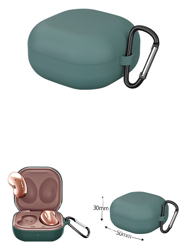 Galaxy Buds2 Live /Pro silicone case  cover with carabiner- Green