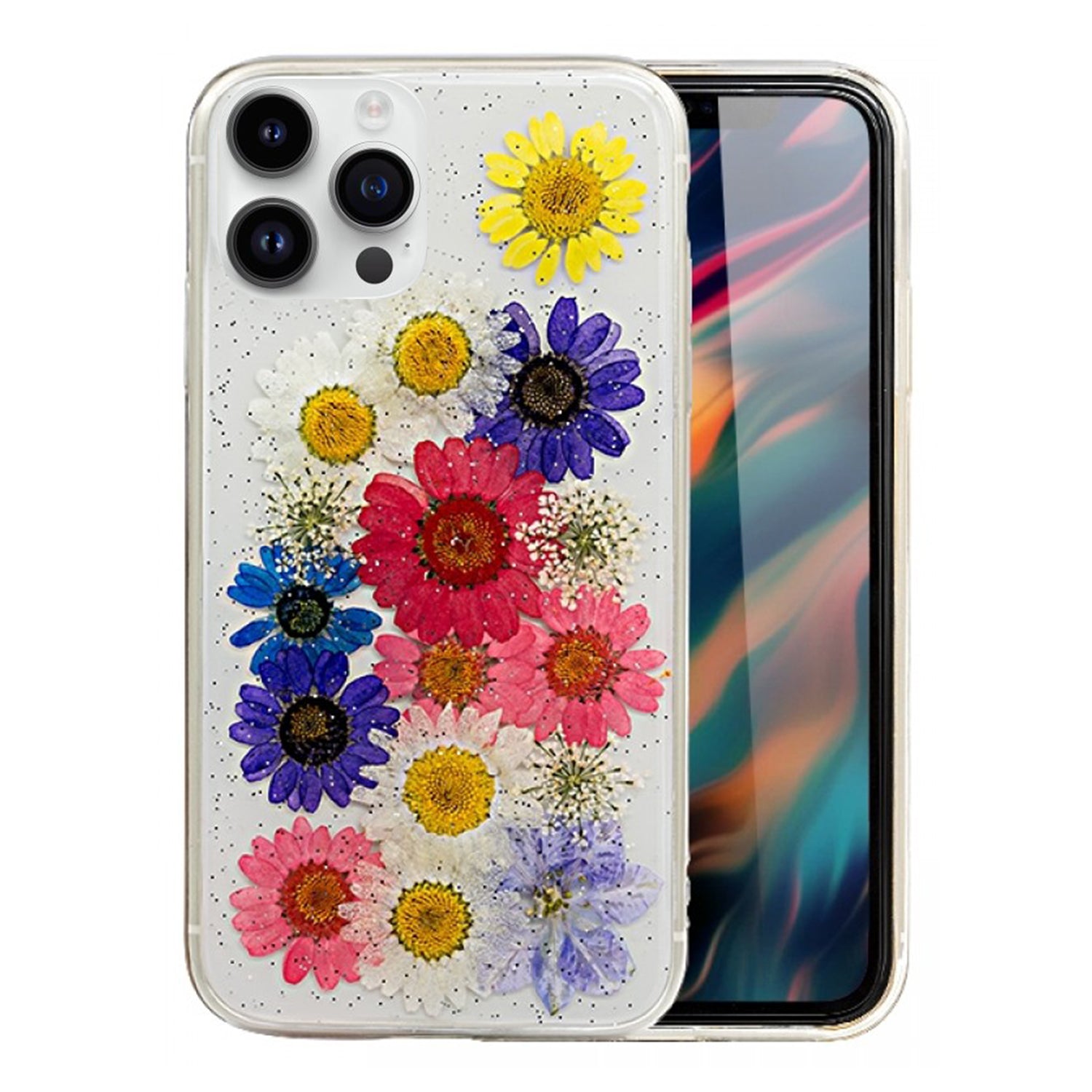 Soft Plastic Fashion Colorful Flowers Design Case for iPhone 13 Pro