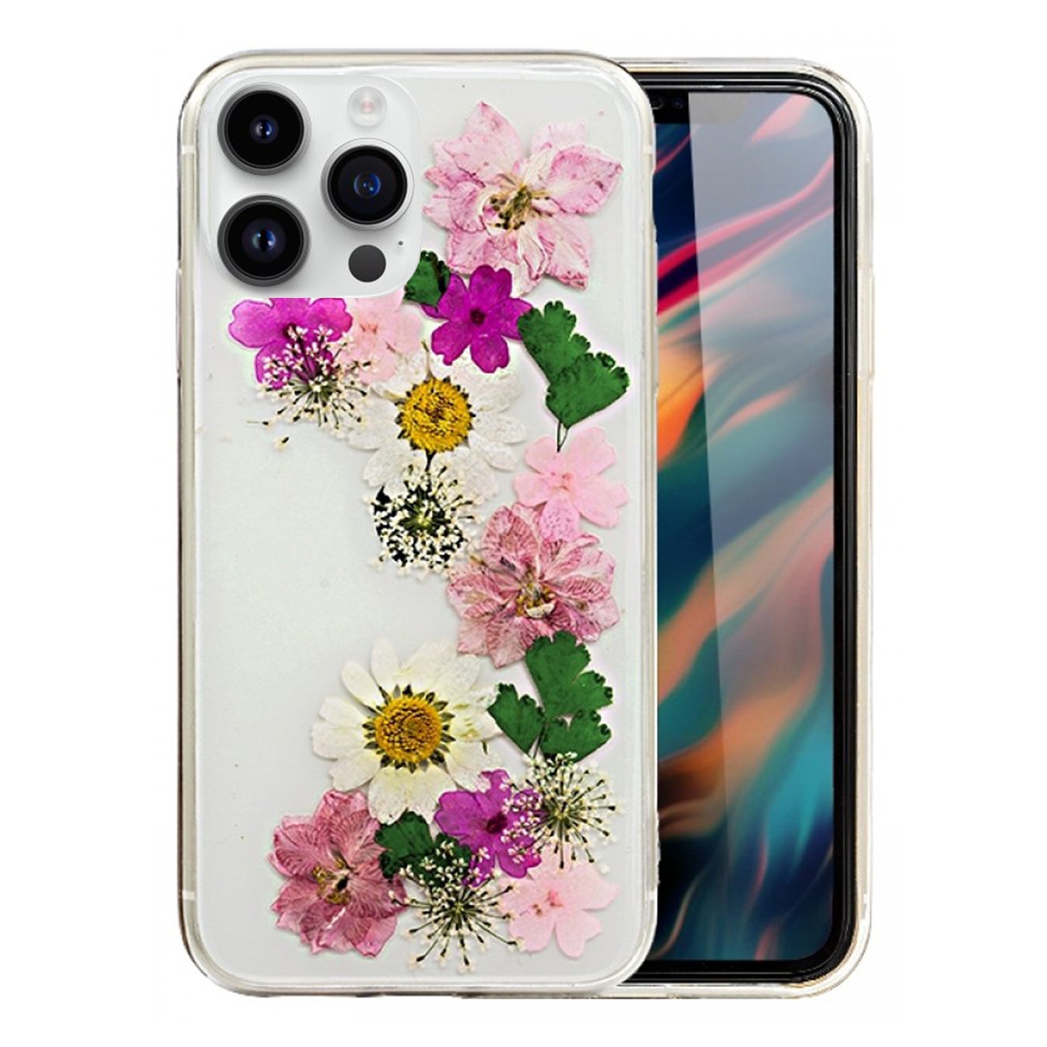 Soft Plastic Fashion Colorful Flowers Design Case for iPhone 13 Pro