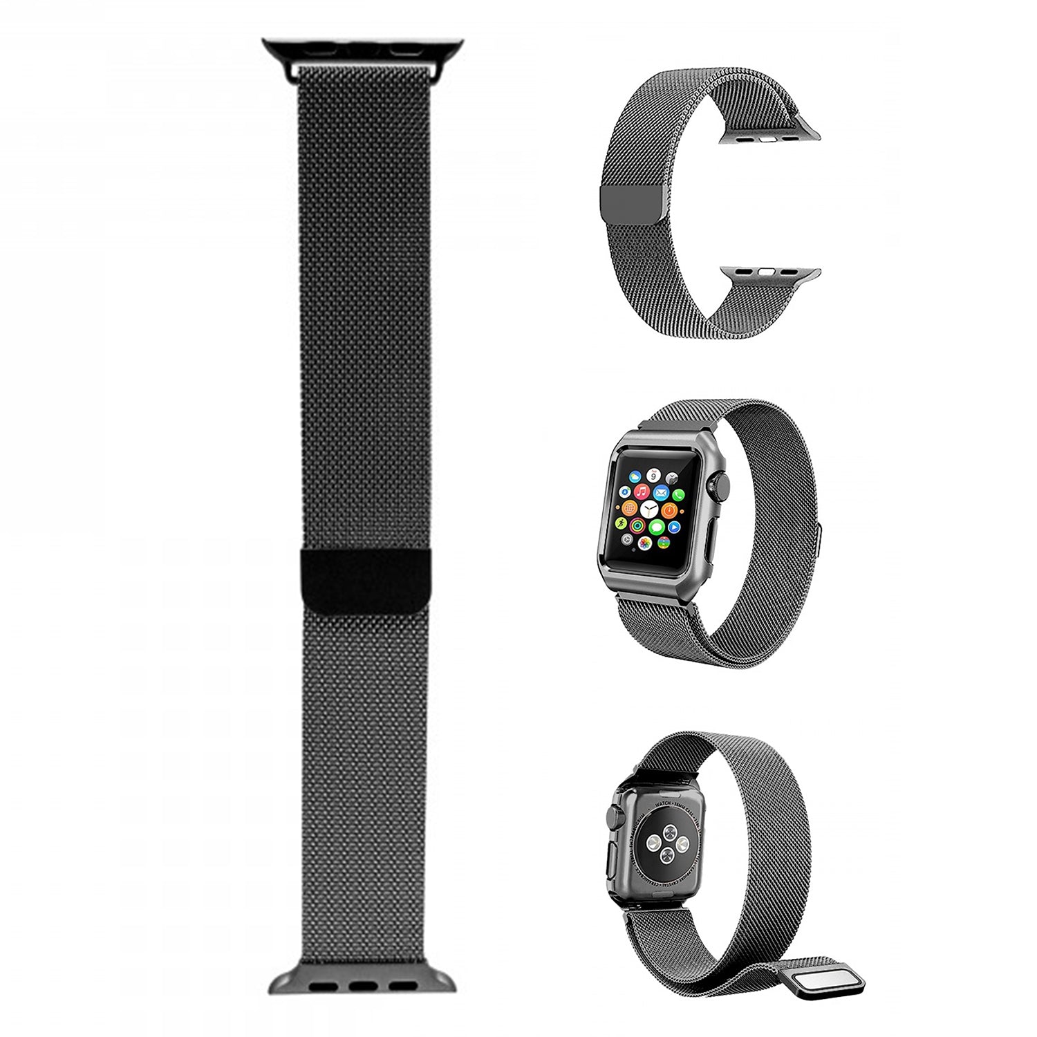 42 mm Stainless Steel Wristband for i-Watch Series 4/3/2/1  Milanese Loop with Strong Magnetic Closure Strap
