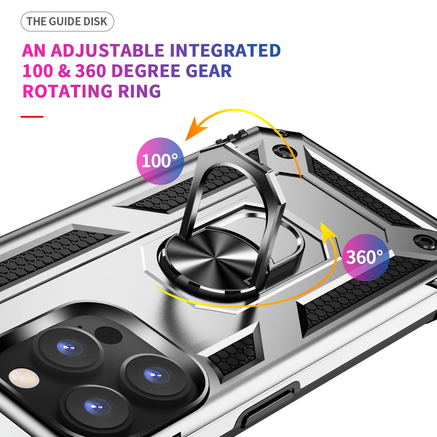 iPhone 14 Pro Max Dual Colors Ring Magnetic GPS car mount Phone Holder Case