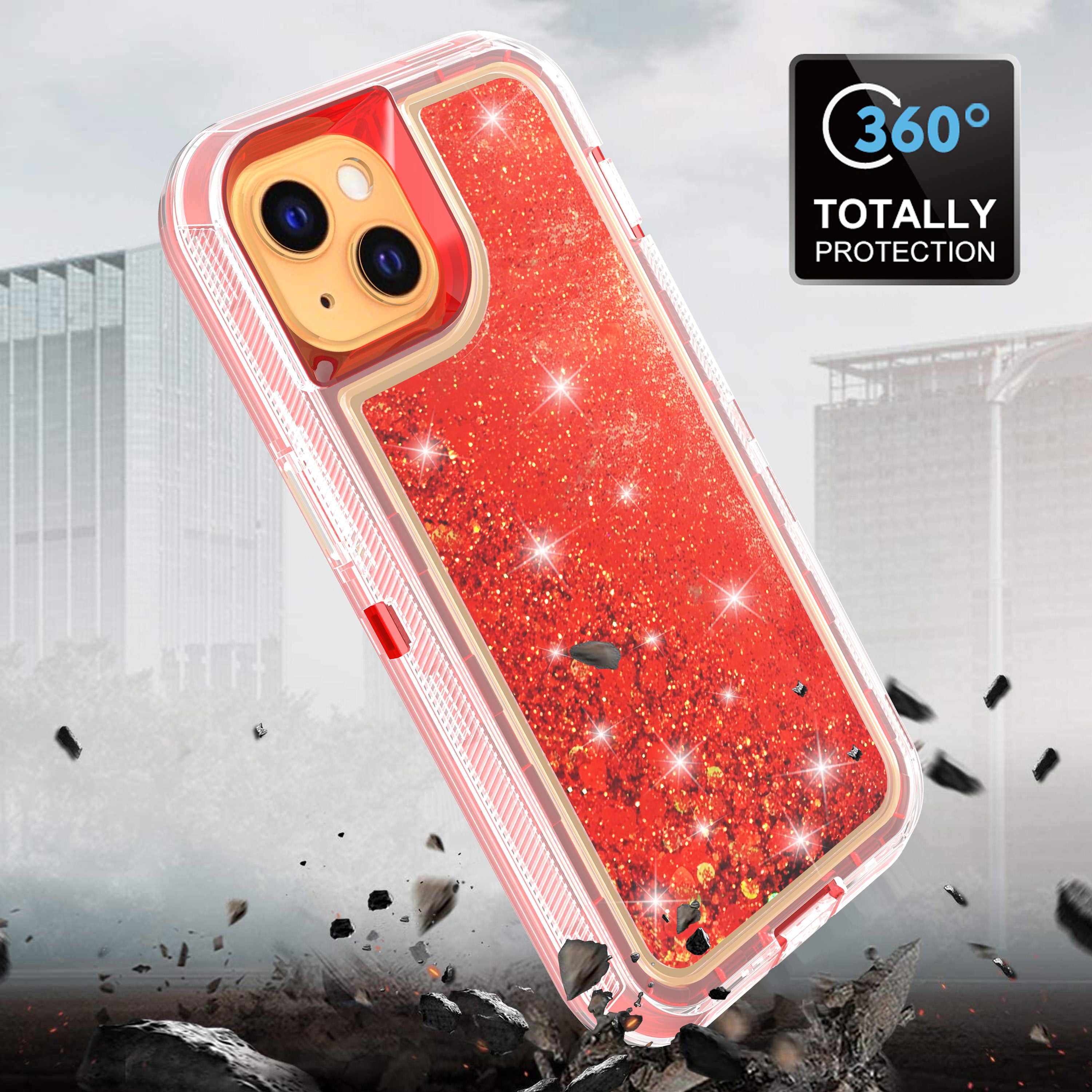Transparent Floating Glitter Heavy Duty Case  for iPhone 13 mini