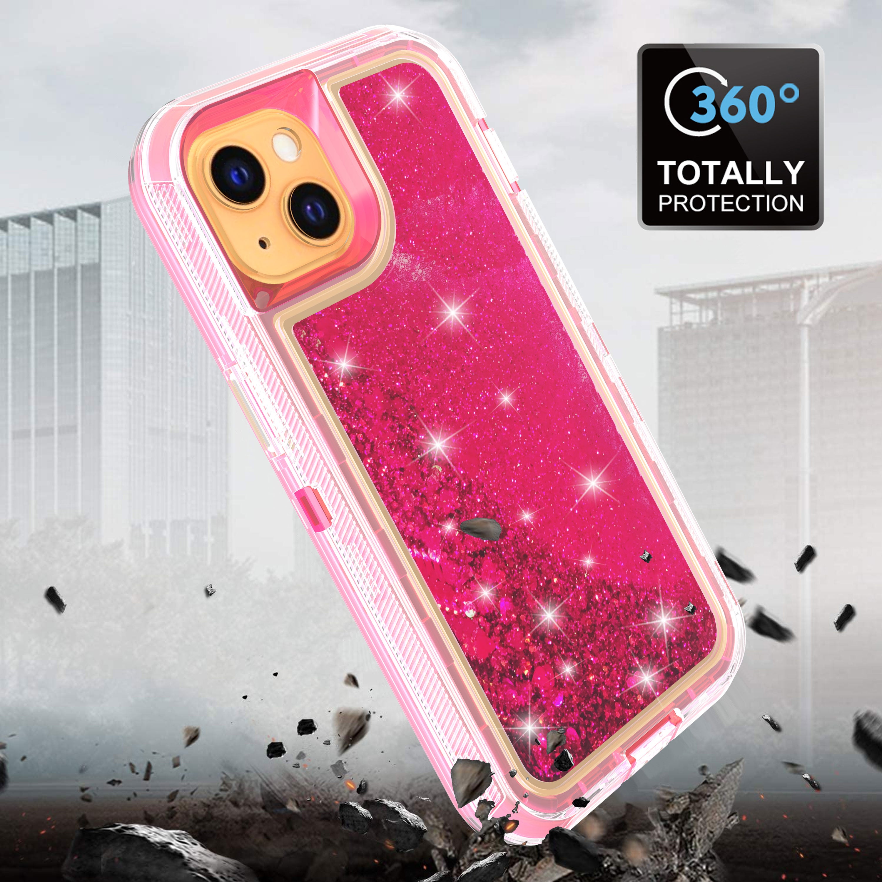 Transparent Floating Glitter Heavy Duty Case  for iPhone 13 mini
