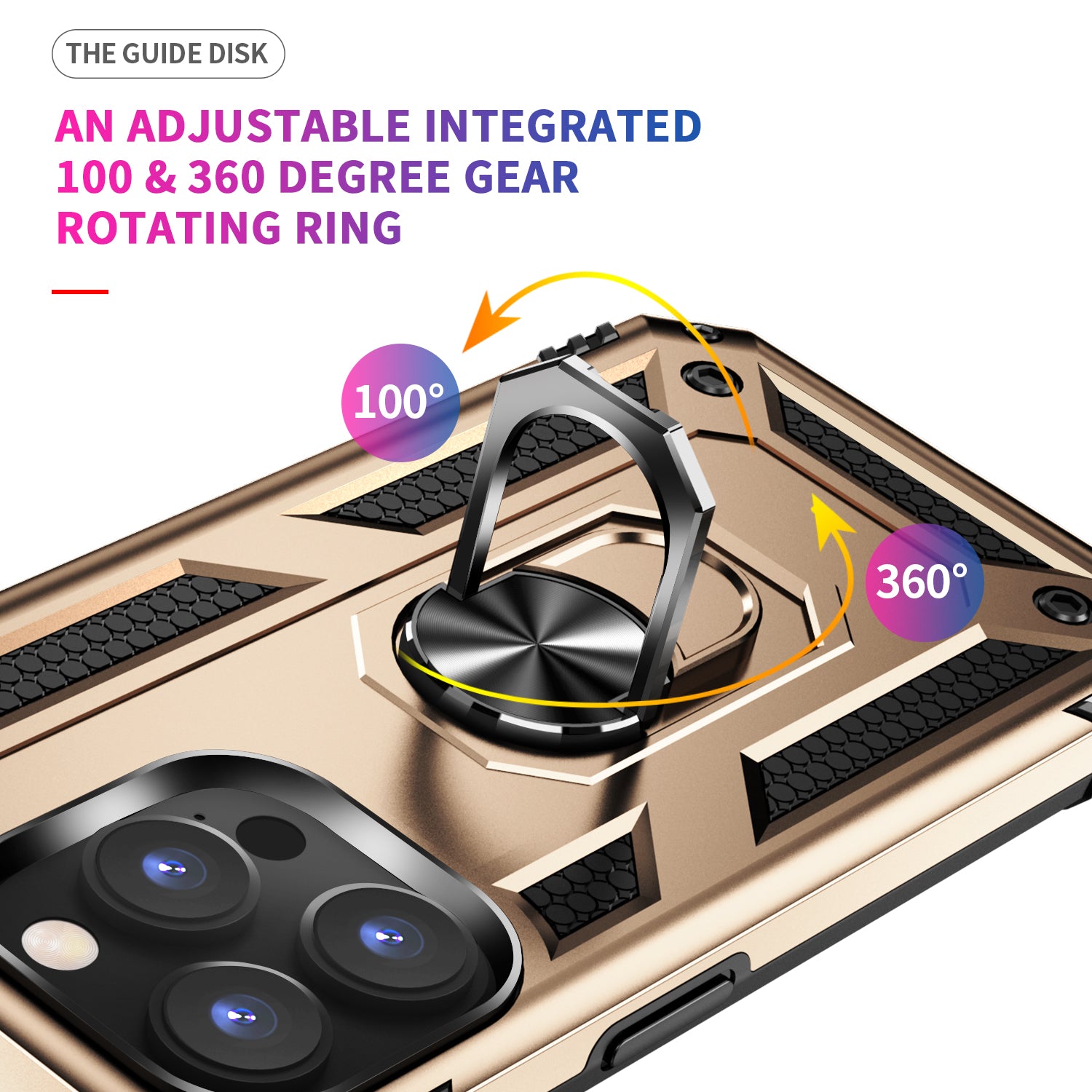 iPhone 14 Pro Max Dual Colors Ring Magnetic GPS car mount Phone Holder Case